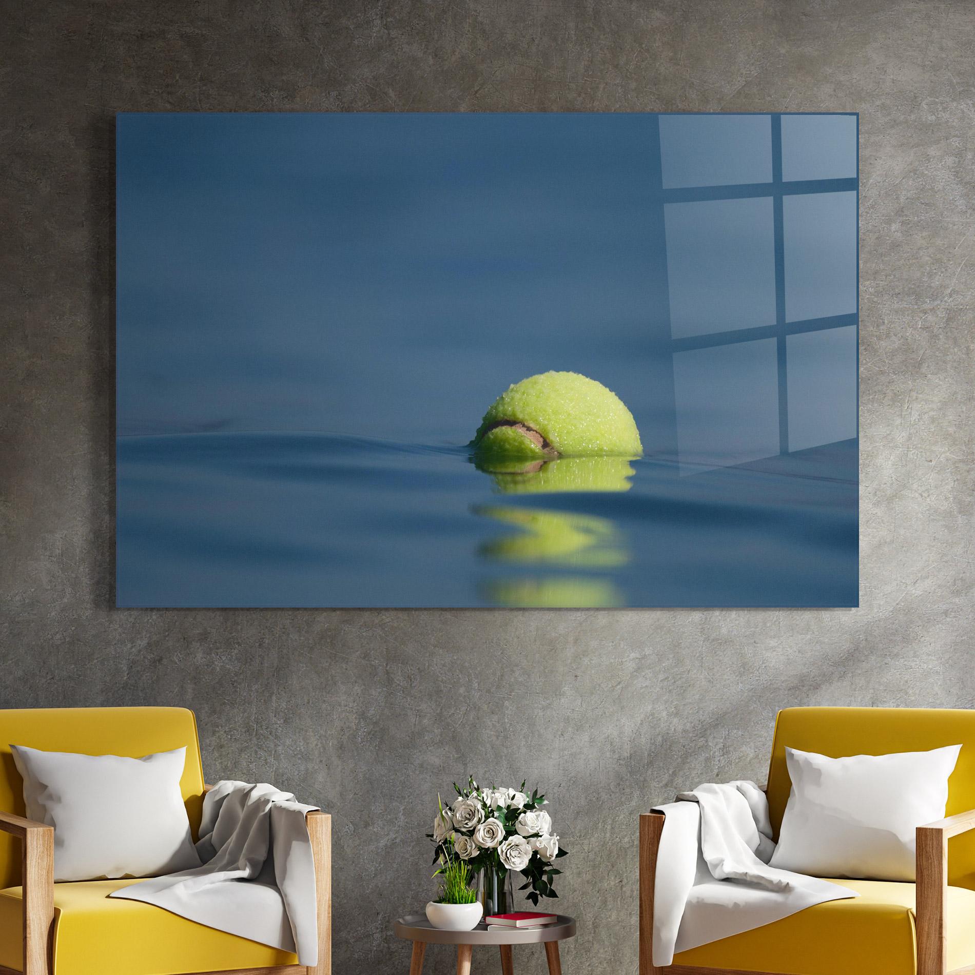 Tablou Sticla Tennis Ball In Water mockup 4