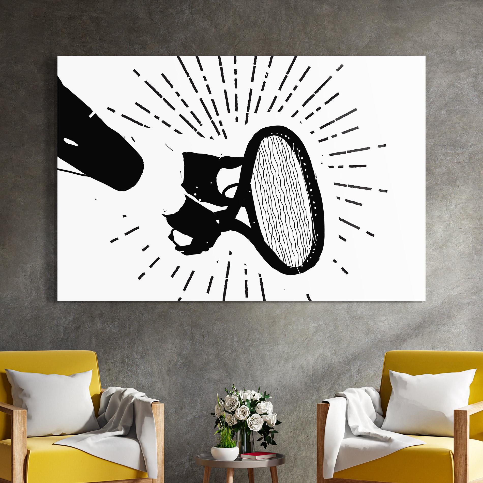 Tablou Sticla Tennis Black Line mockup 4