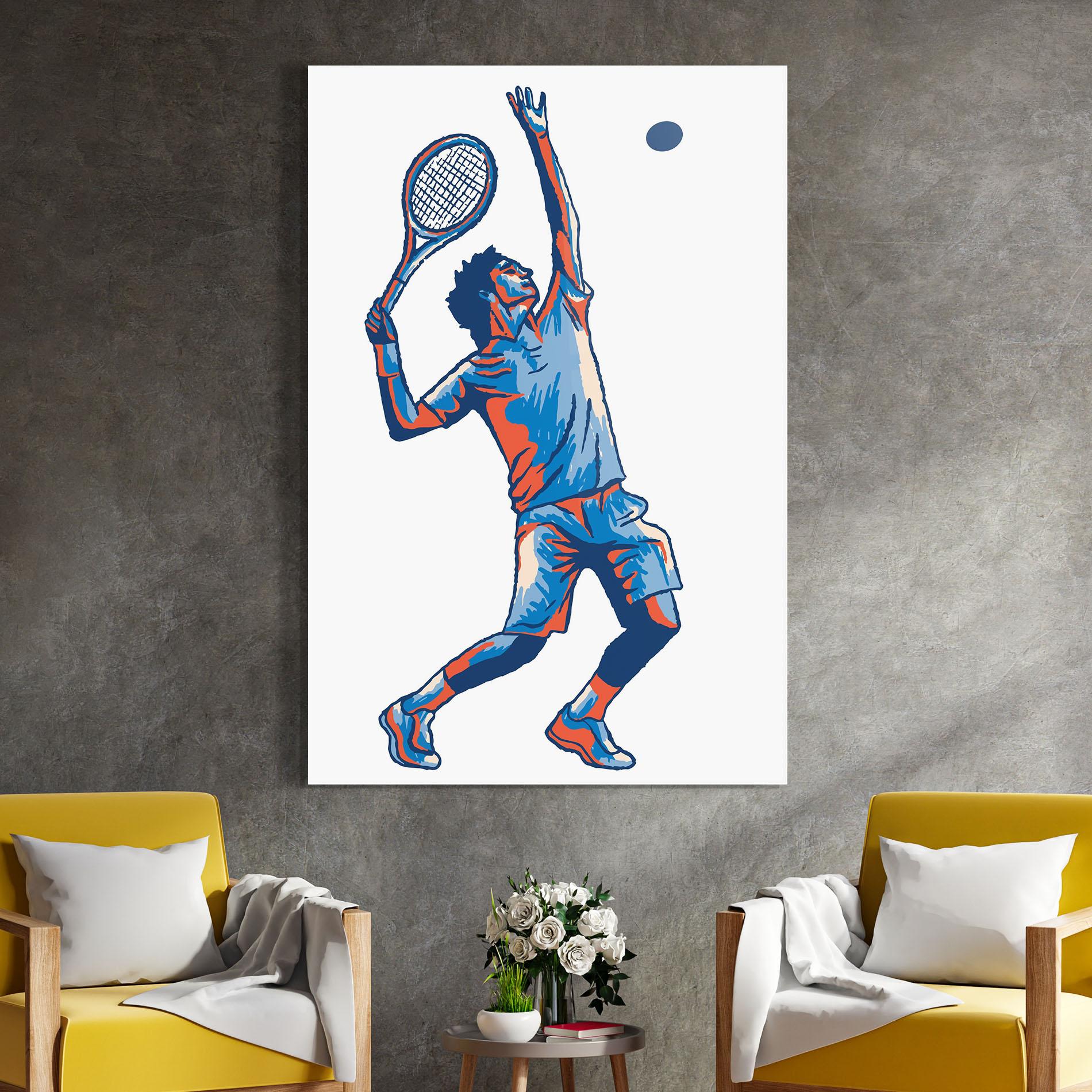 Tablou Sticla Blue Red Tennis mockup 4