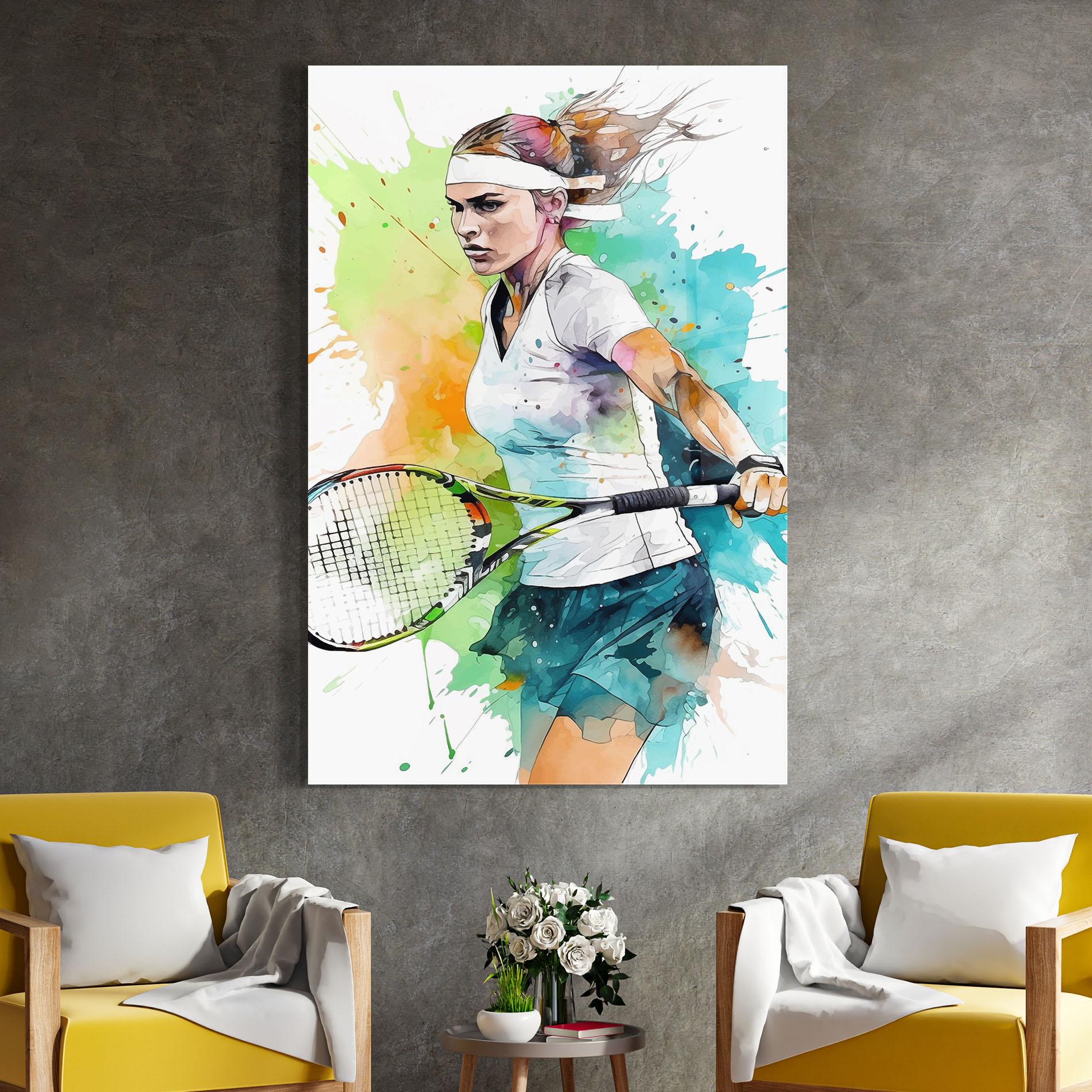 Tablou Sticla Green Blue Tennis mockup 4