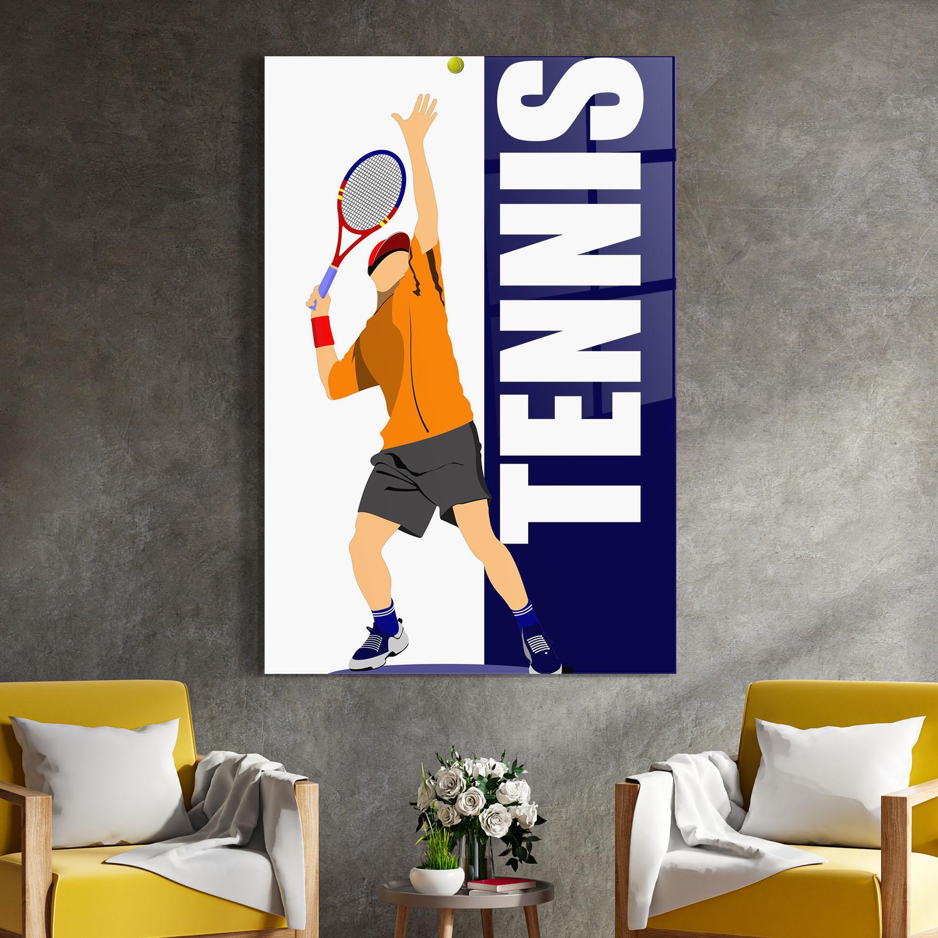 Tablou Sticla Orange Tennis Player mockup 4