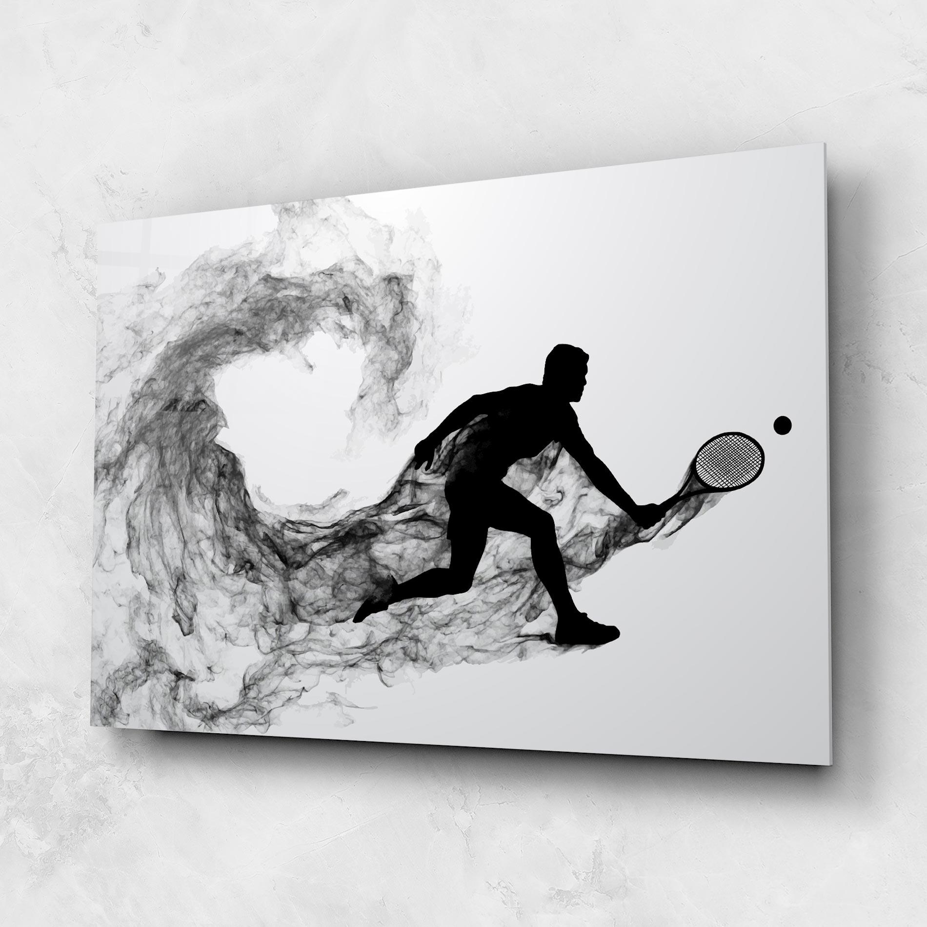 Tablou Sticla Black Smoke Tennis mockup 1
