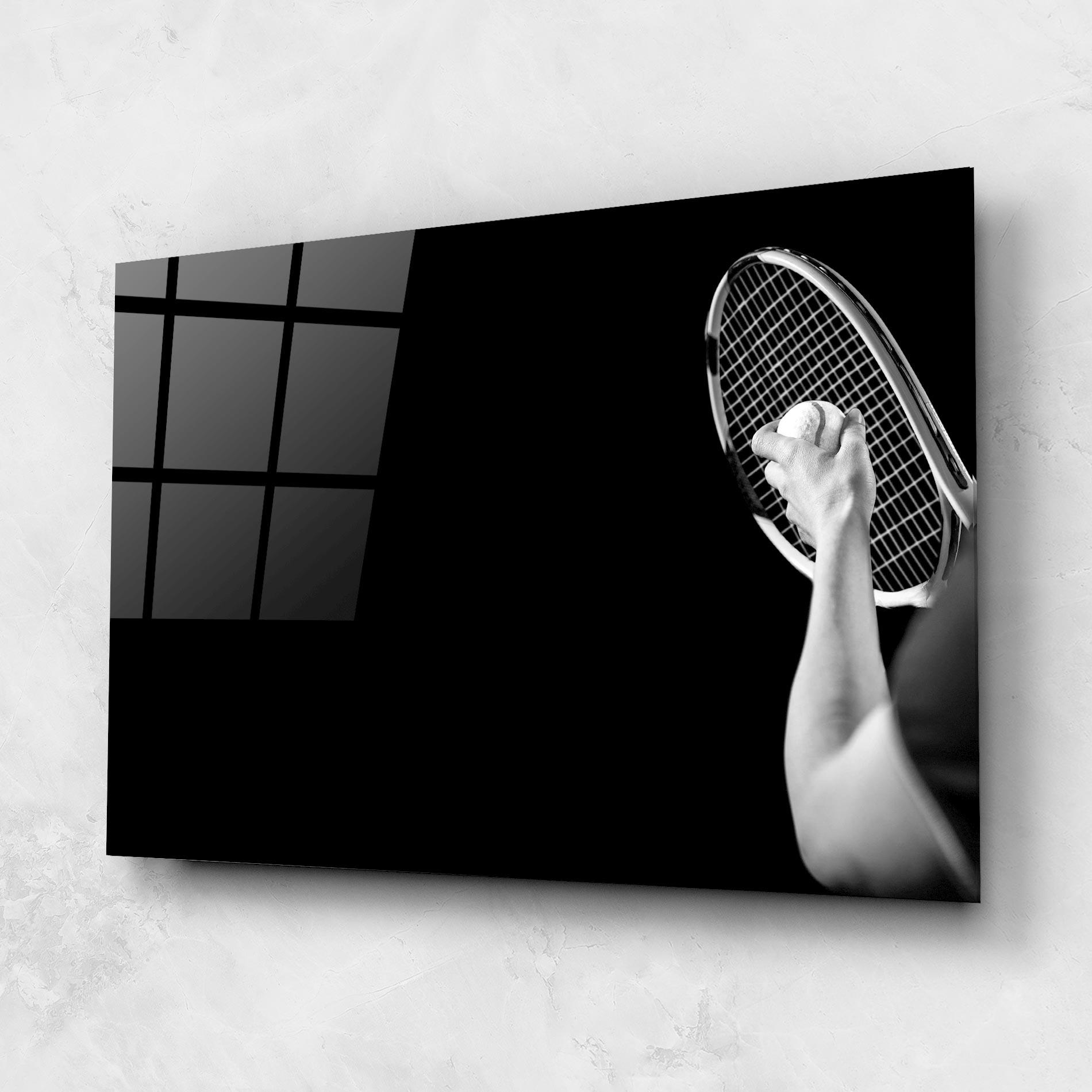 Tablou Sticla Grey Tennis Racket mockup 1