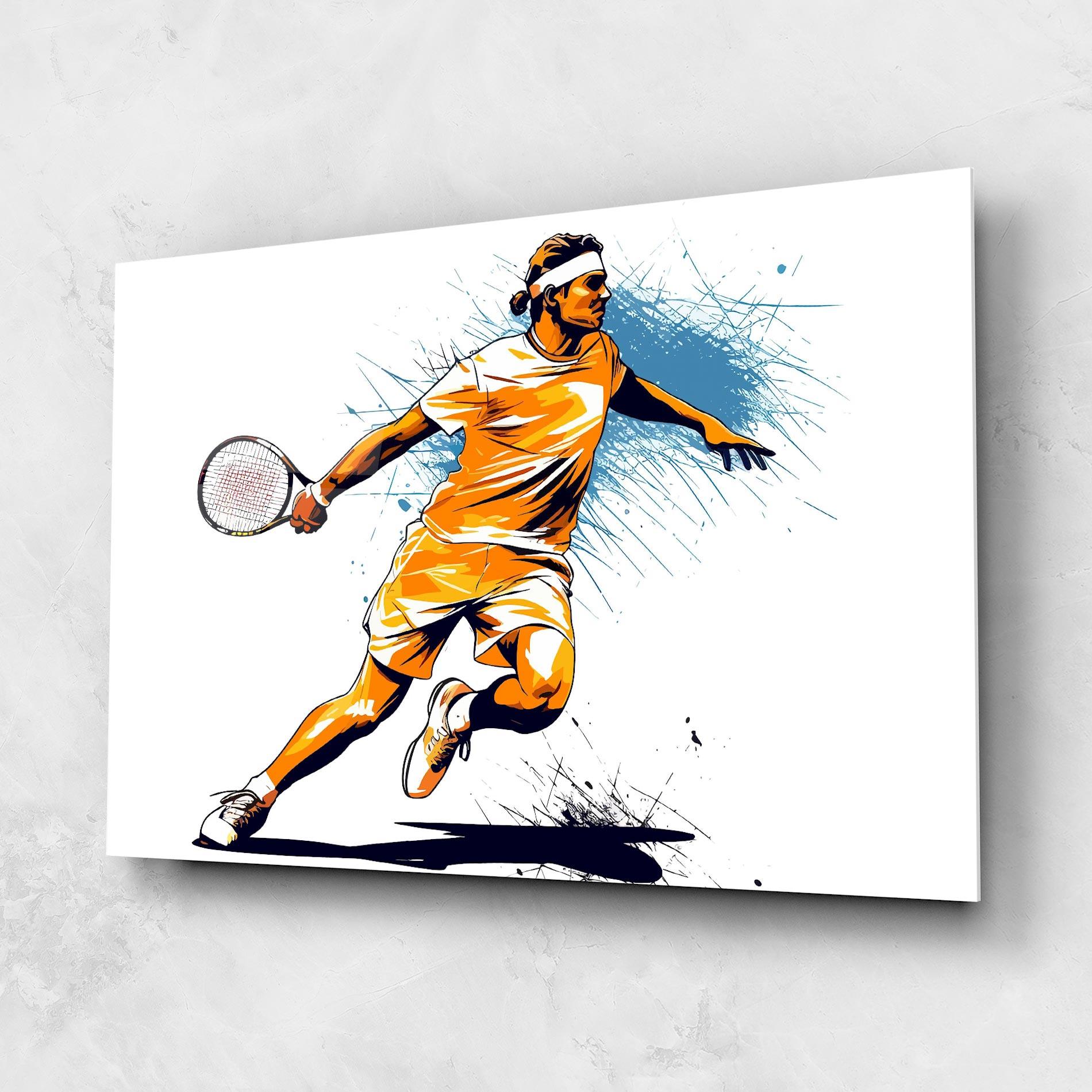 Tablou Sticla Orange Blue Tennis mockup 1