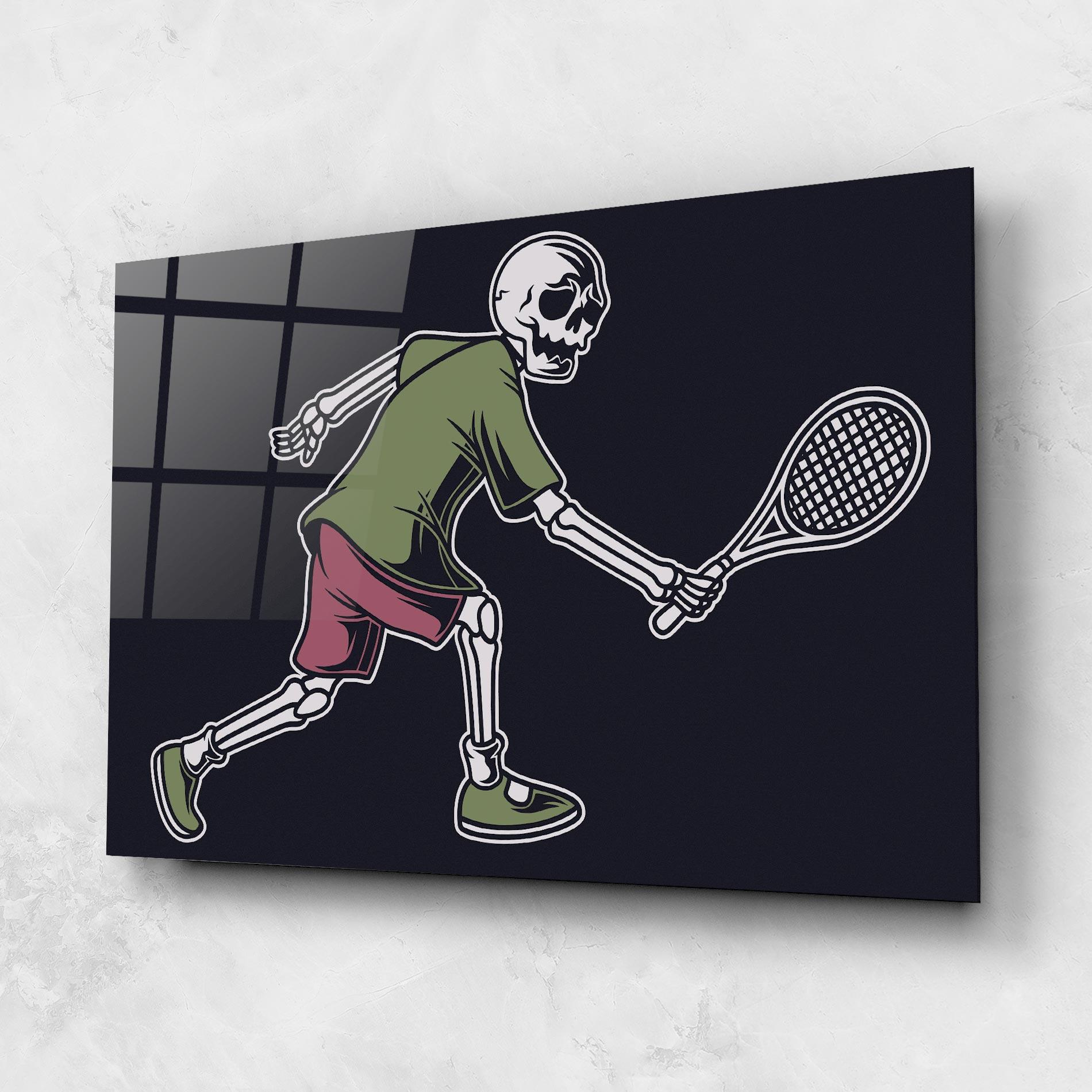 Tablou Sticla Skull Tennis mockup 1