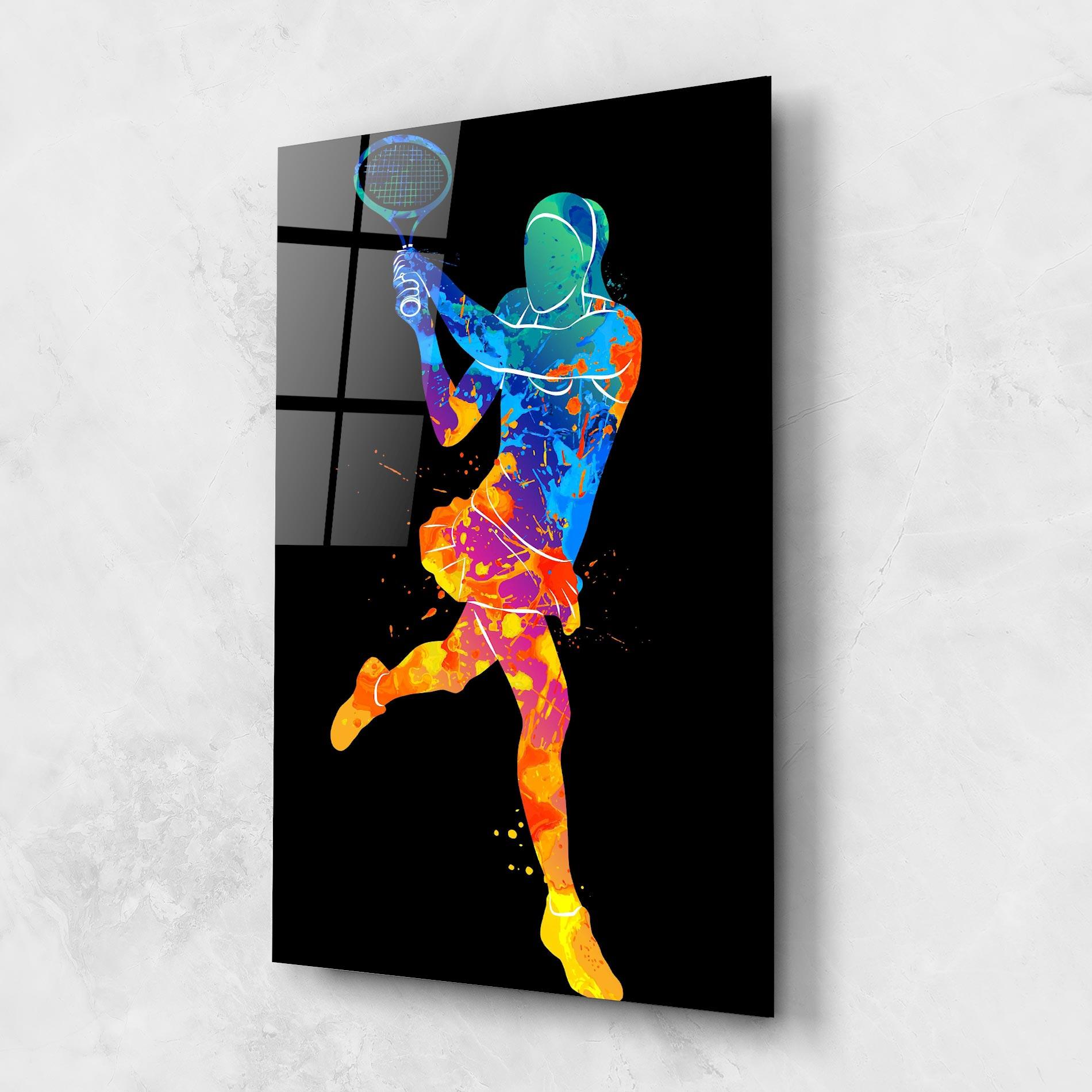 Tablou Sticla Blue Orange Tennis mockup 1