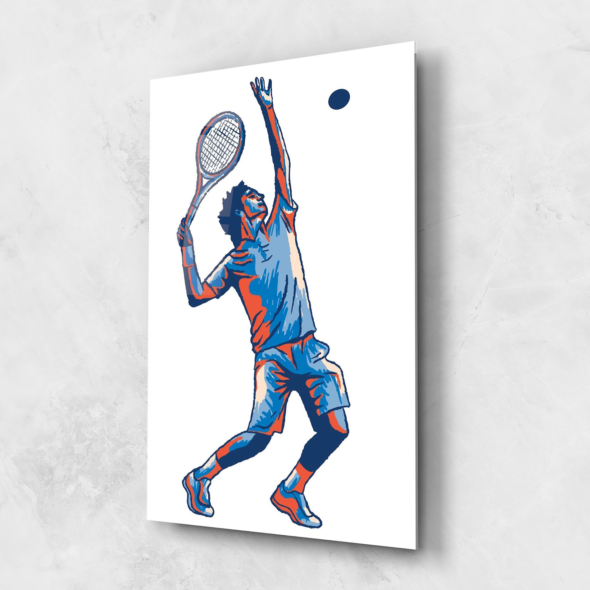 Tablou Sticla Blue Red Tennis mockup 1