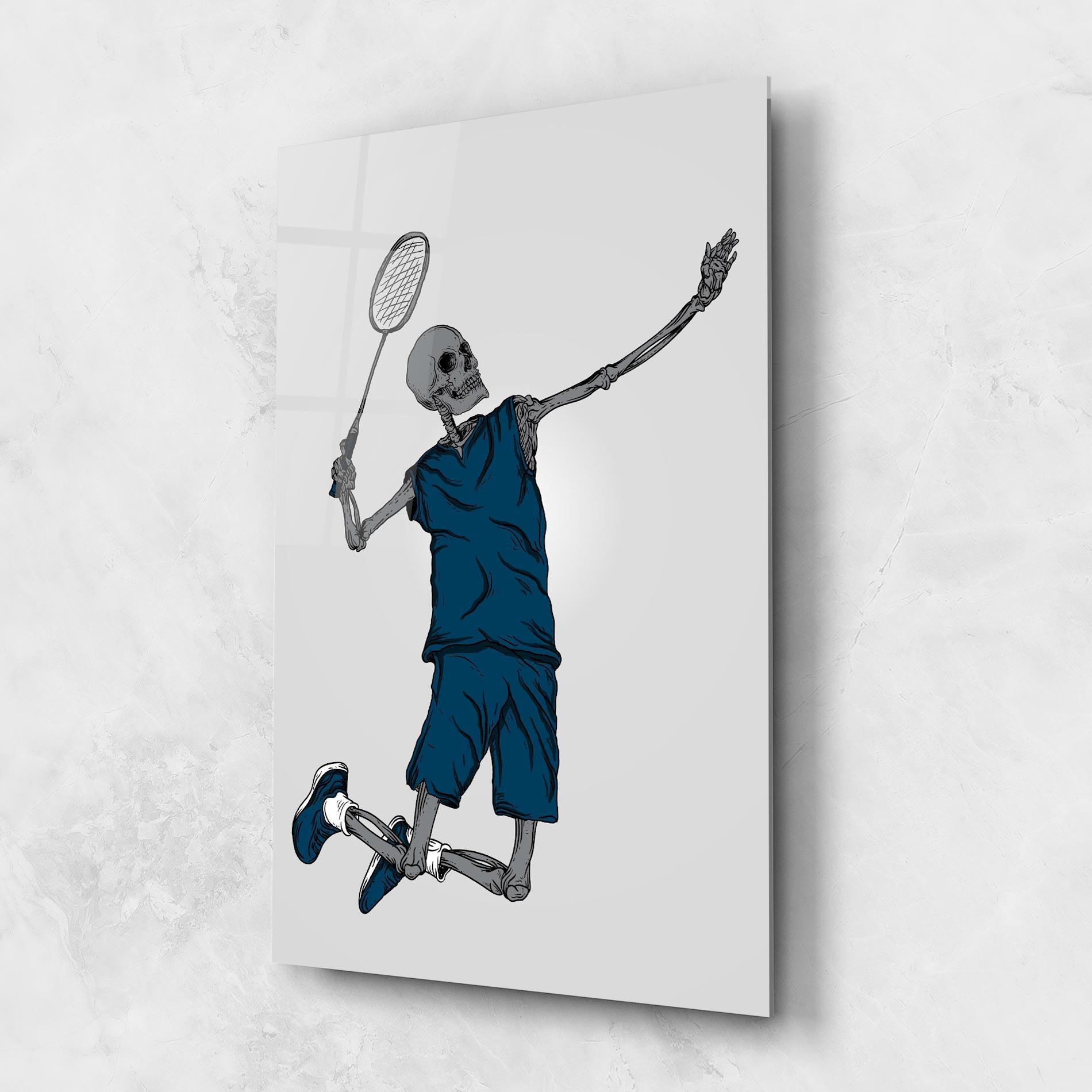 Tablou Sticla Blue Skull Tennis mockup 1