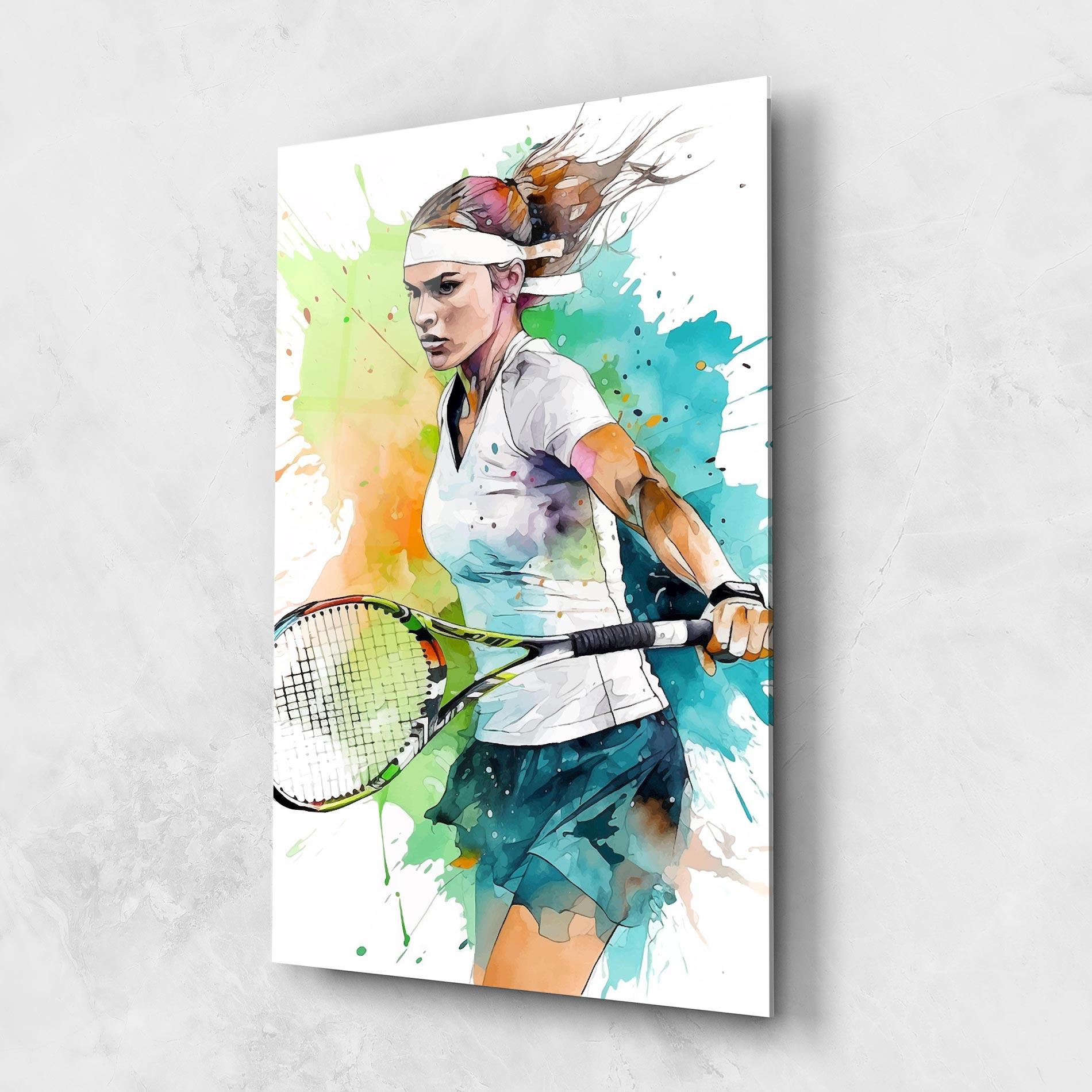 Tablou Sticla Green Blue Tennis mockup 1