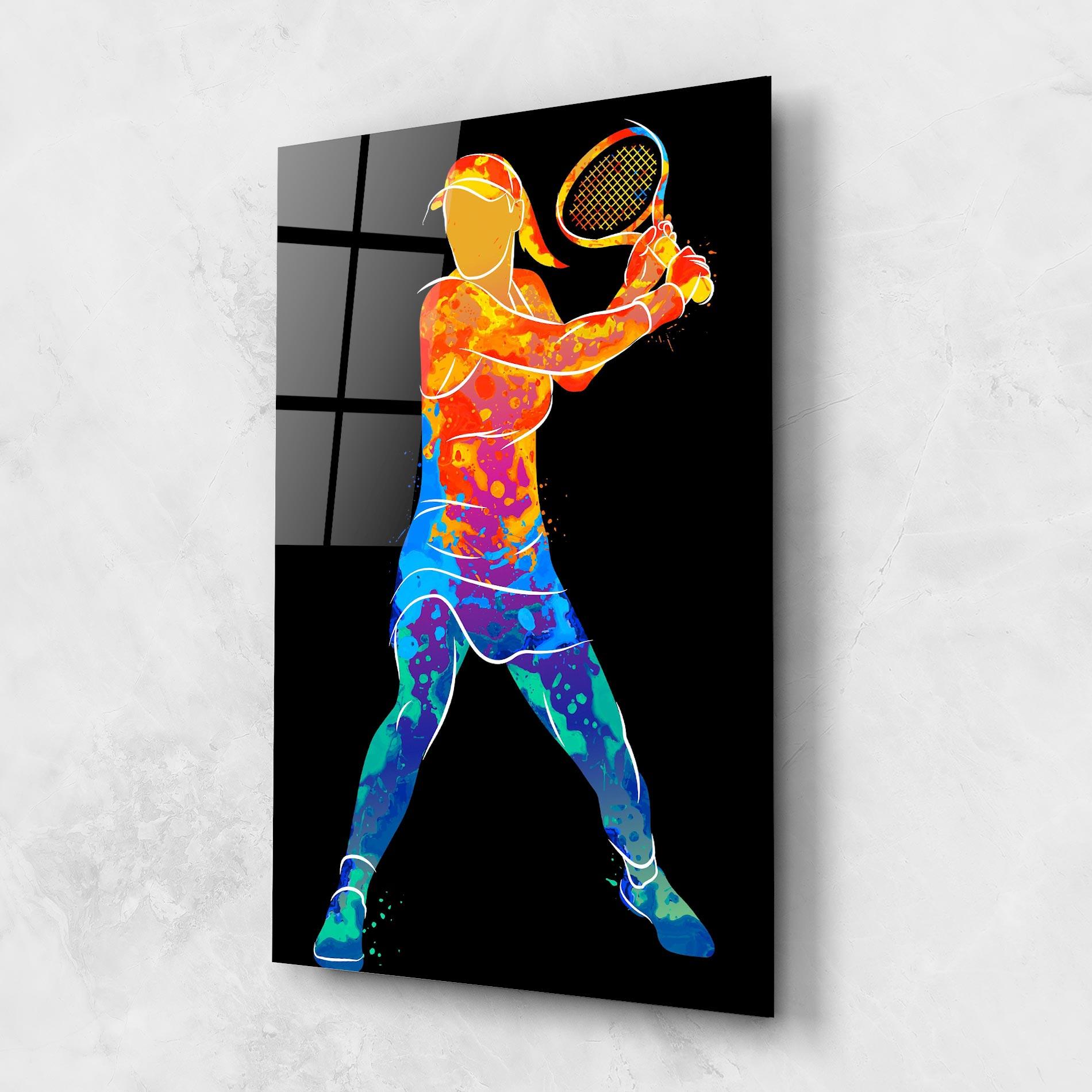 Tablou Sticla Green Orange Tennis mockup 1