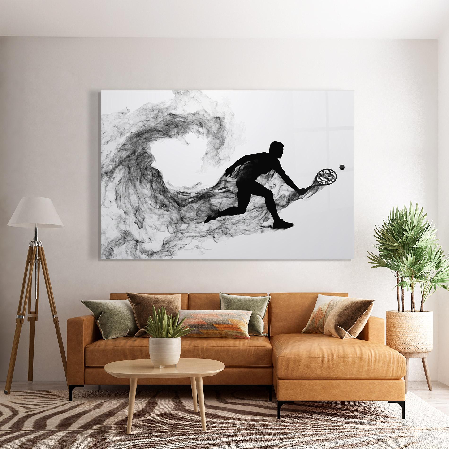 Tablou Sticla Black Smoke Tennis mockup 7