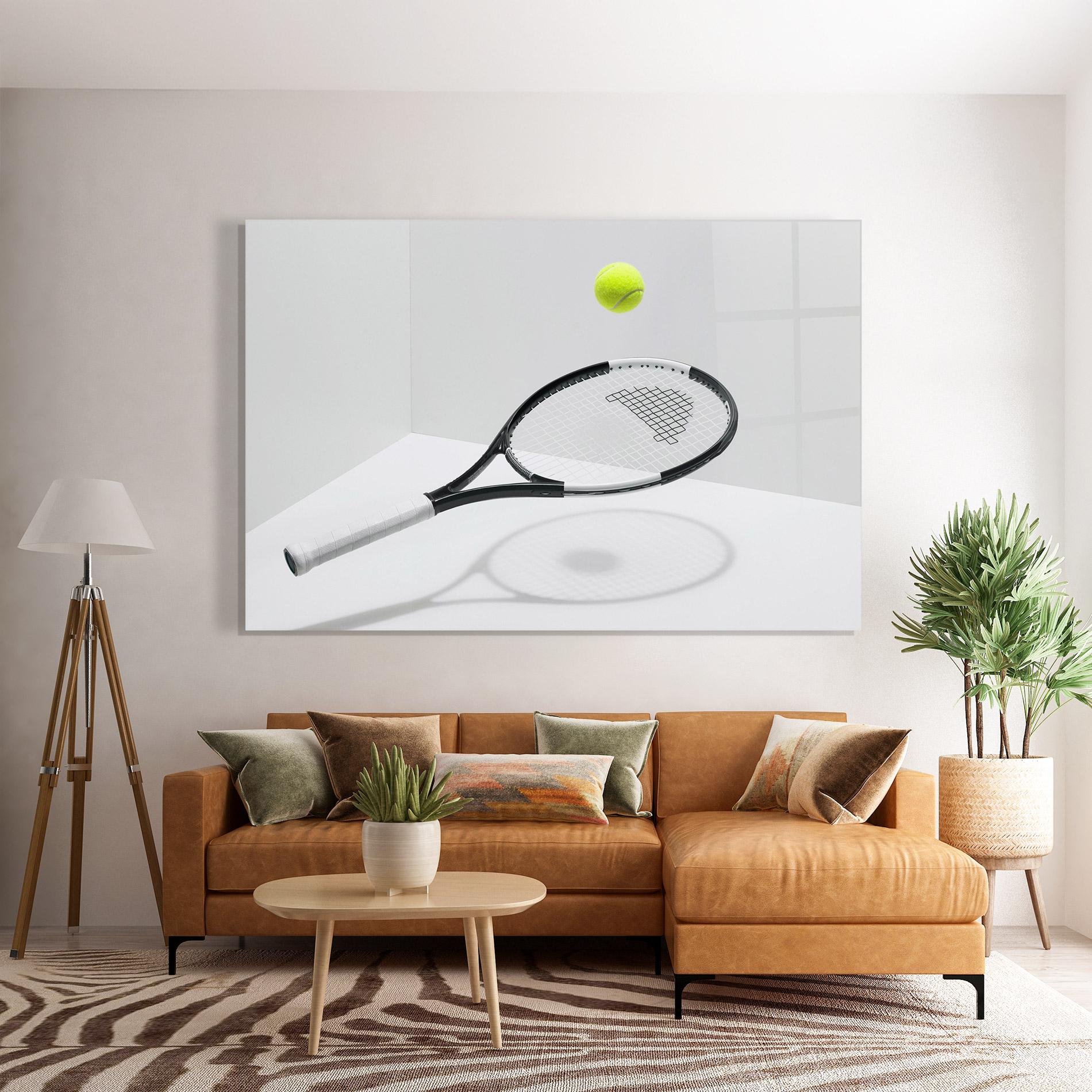Tablou Sticla Floating Tennis Racket mockup 7