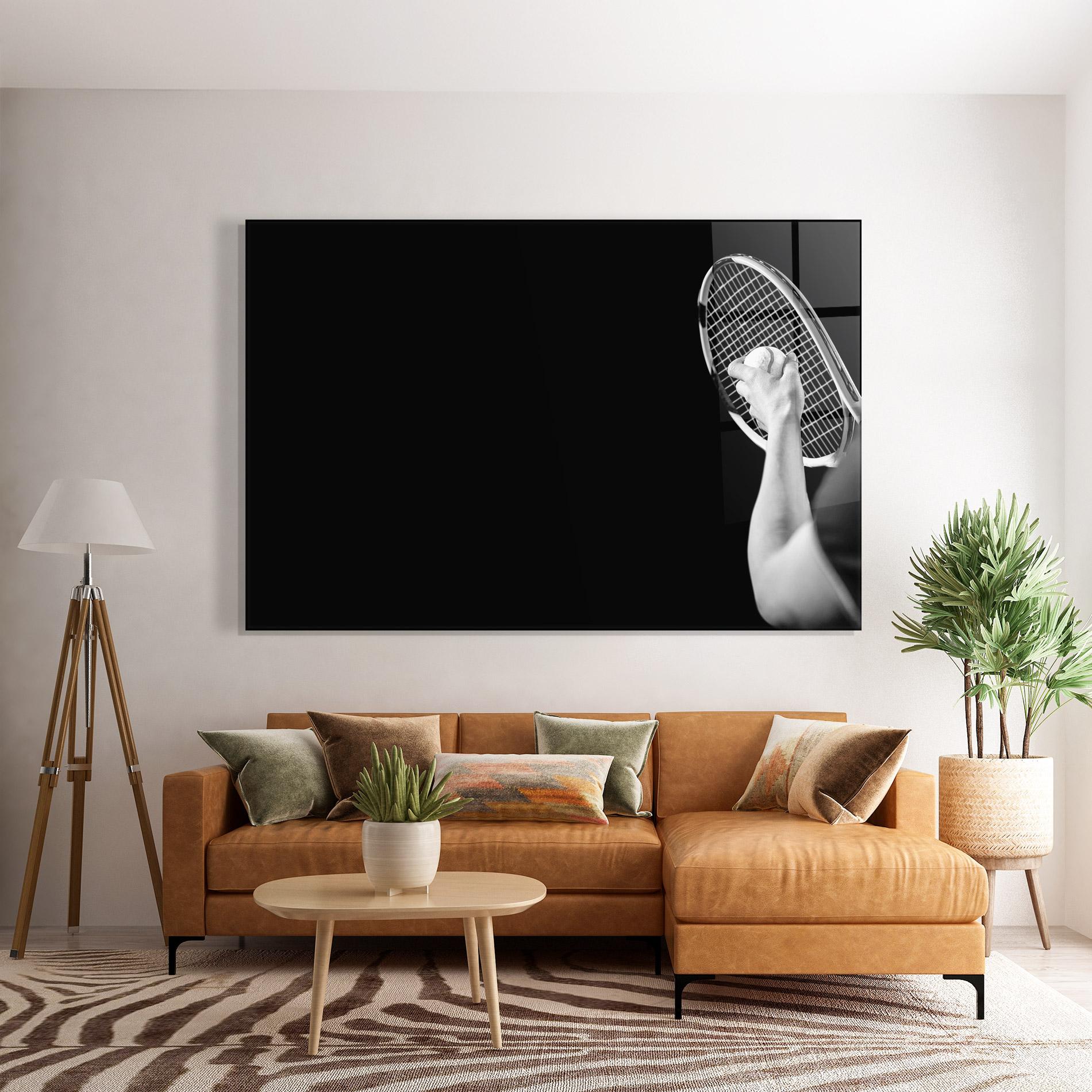 Tablou Sticla Grey Tennis Racket mockup 7