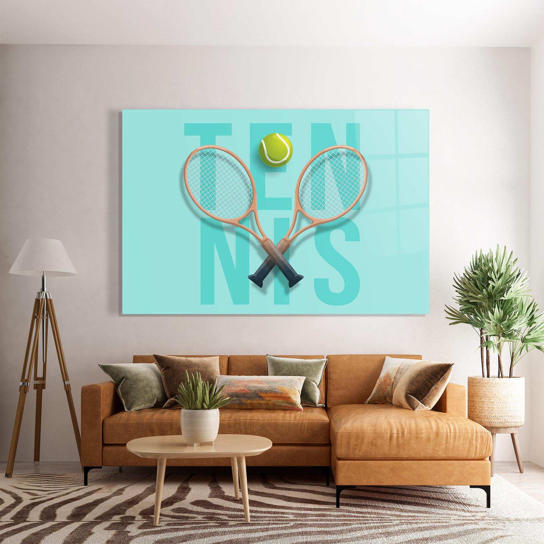 Tablou Sticla Light Blue Tennis mockup 7