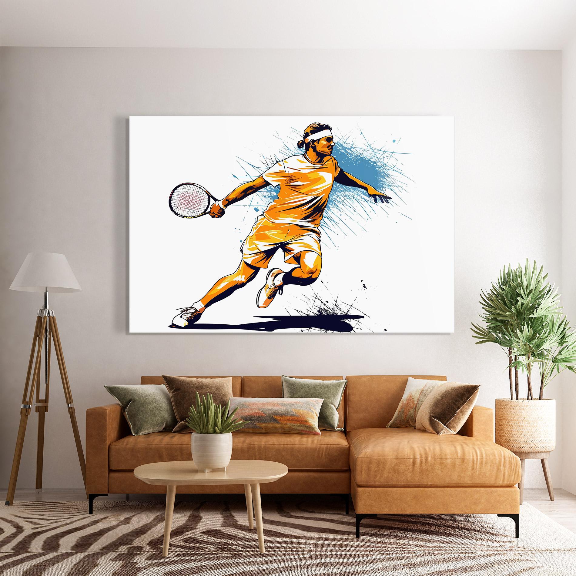 Tablou Sticla Orange Blue Tennis mockup 7