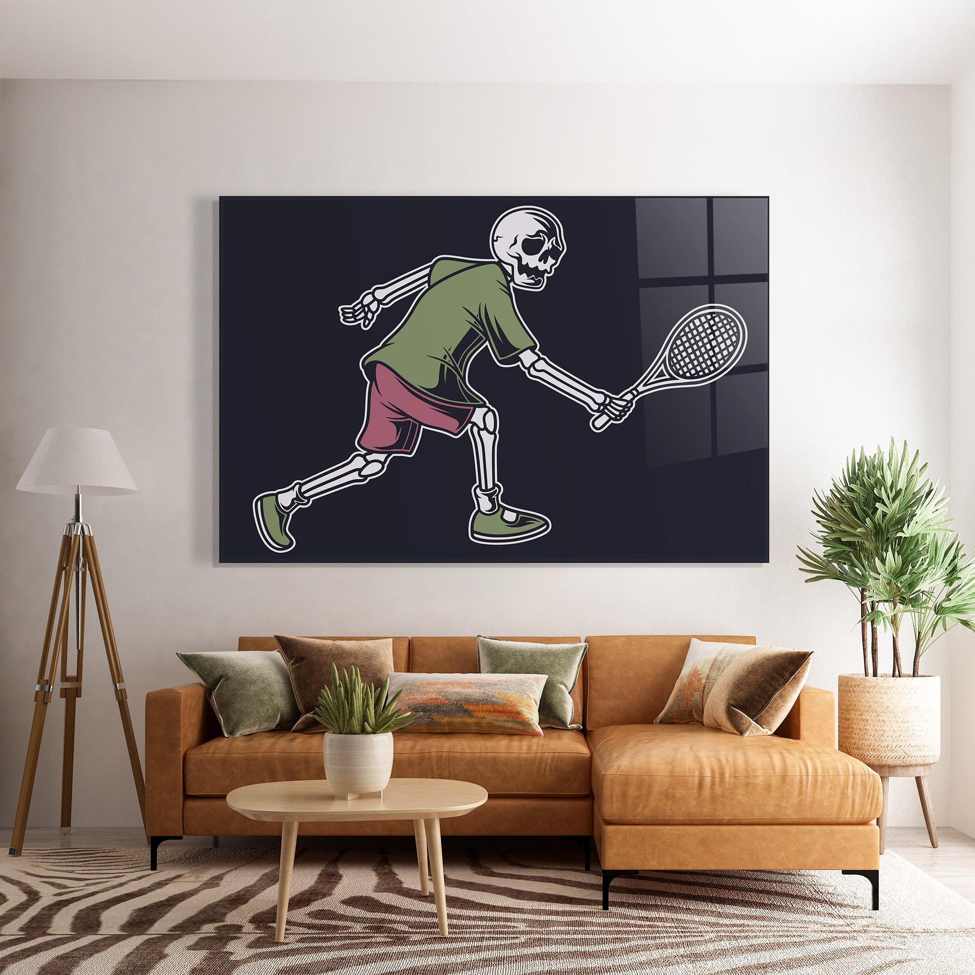 Tablou Sticla Skull Tennis mockup 7