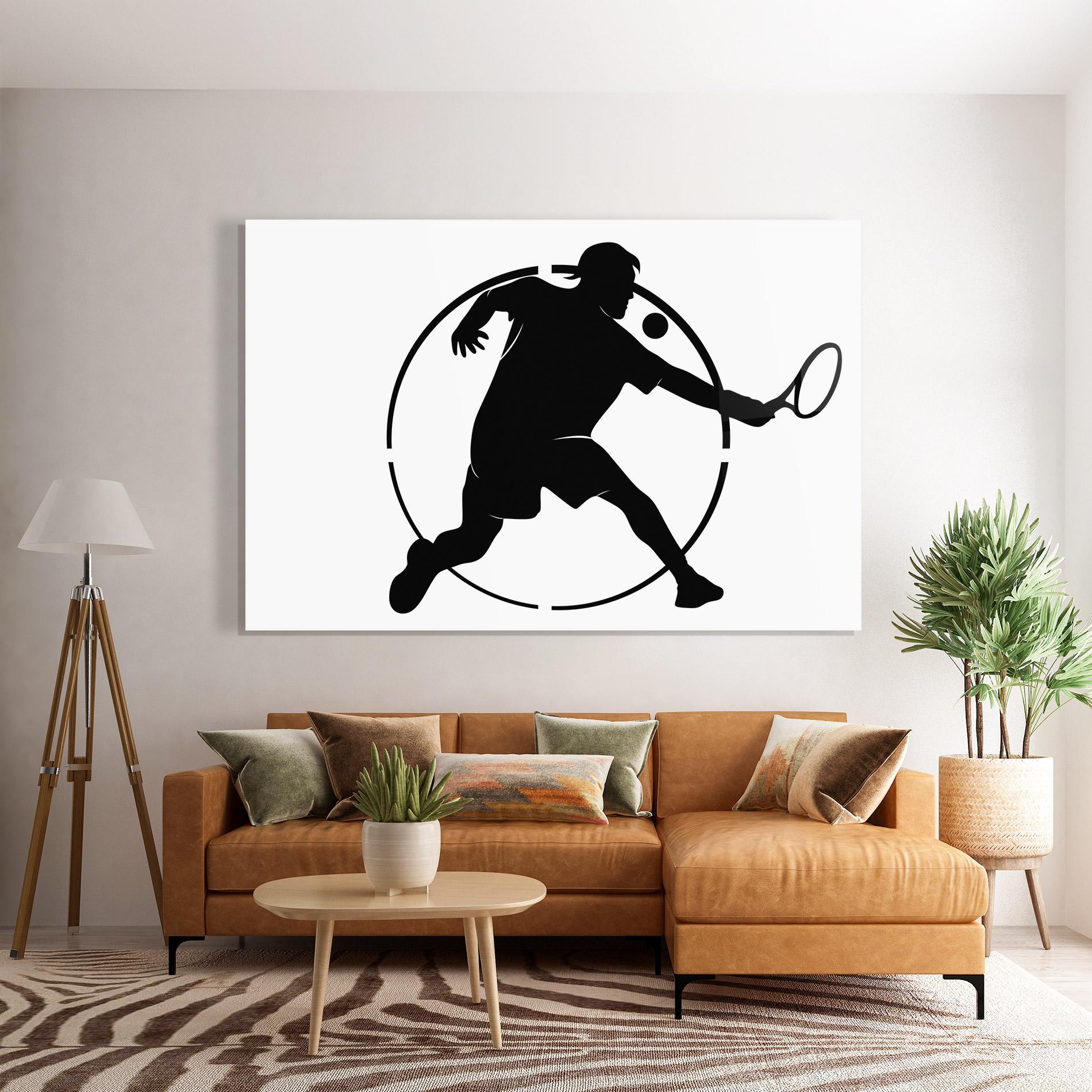 Tablou Sticla Tennis Black Circle mockup 7