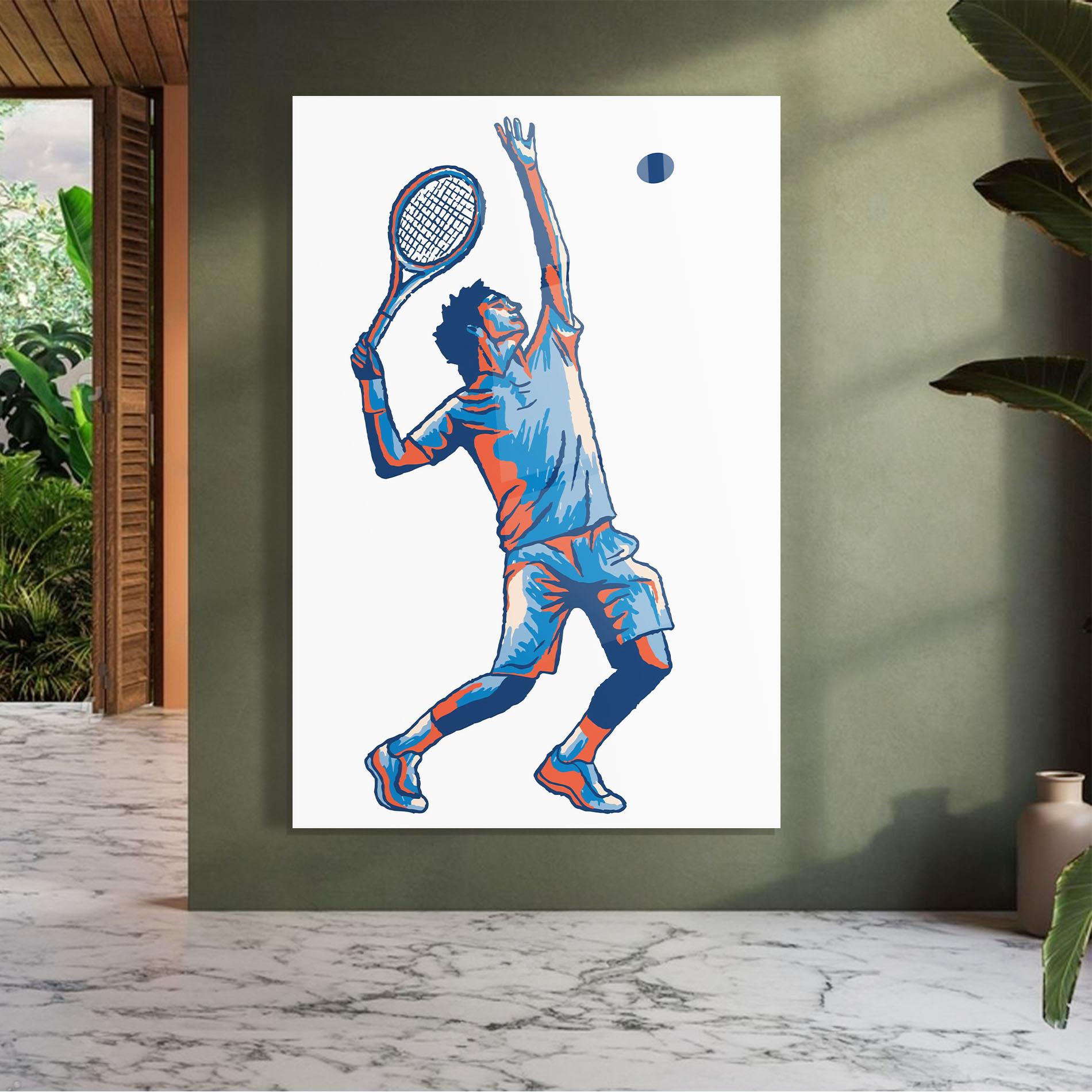 Tablou Sticla Blue Red Tennis mockup 7