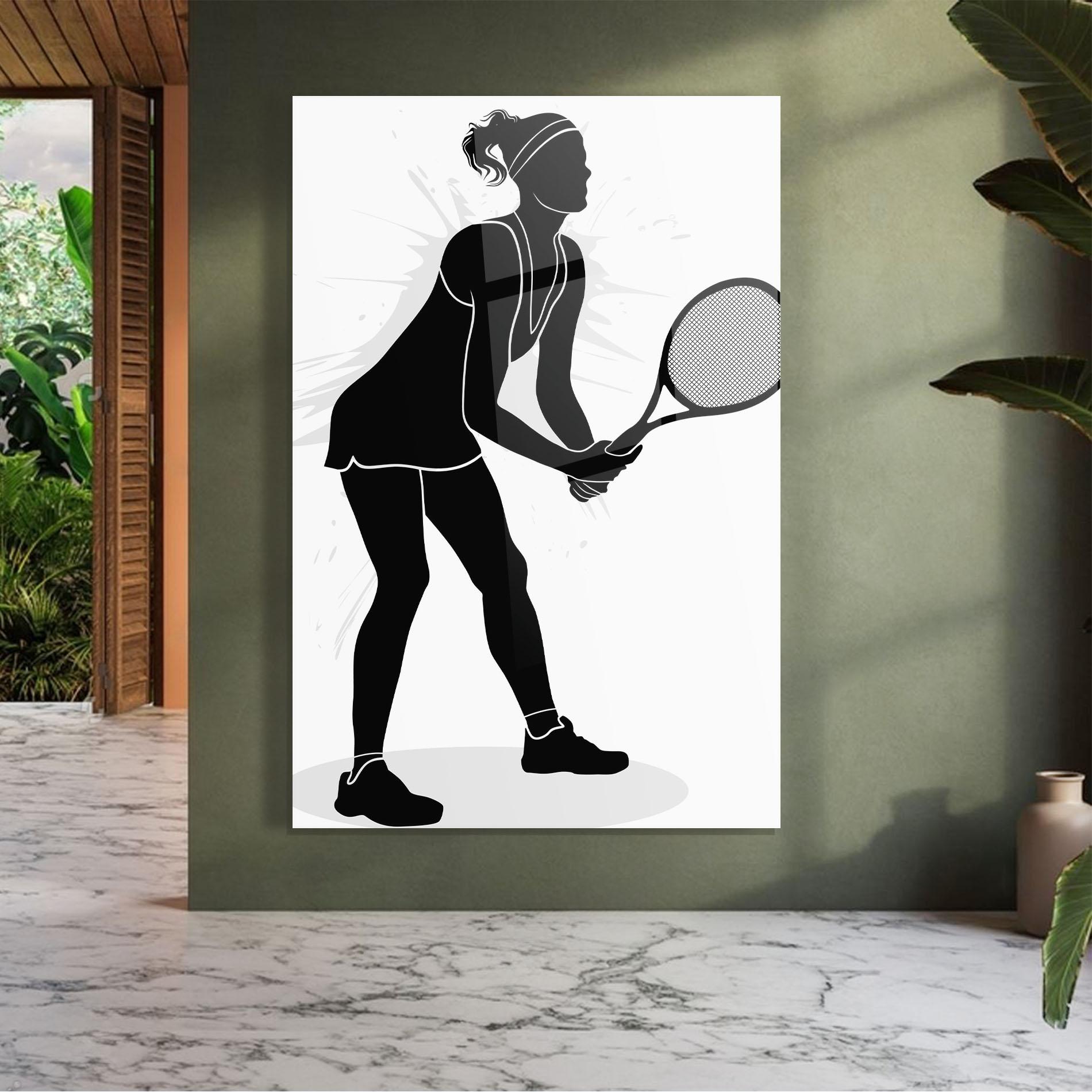 Tablou Sticla Female Tennis Player mockup 7