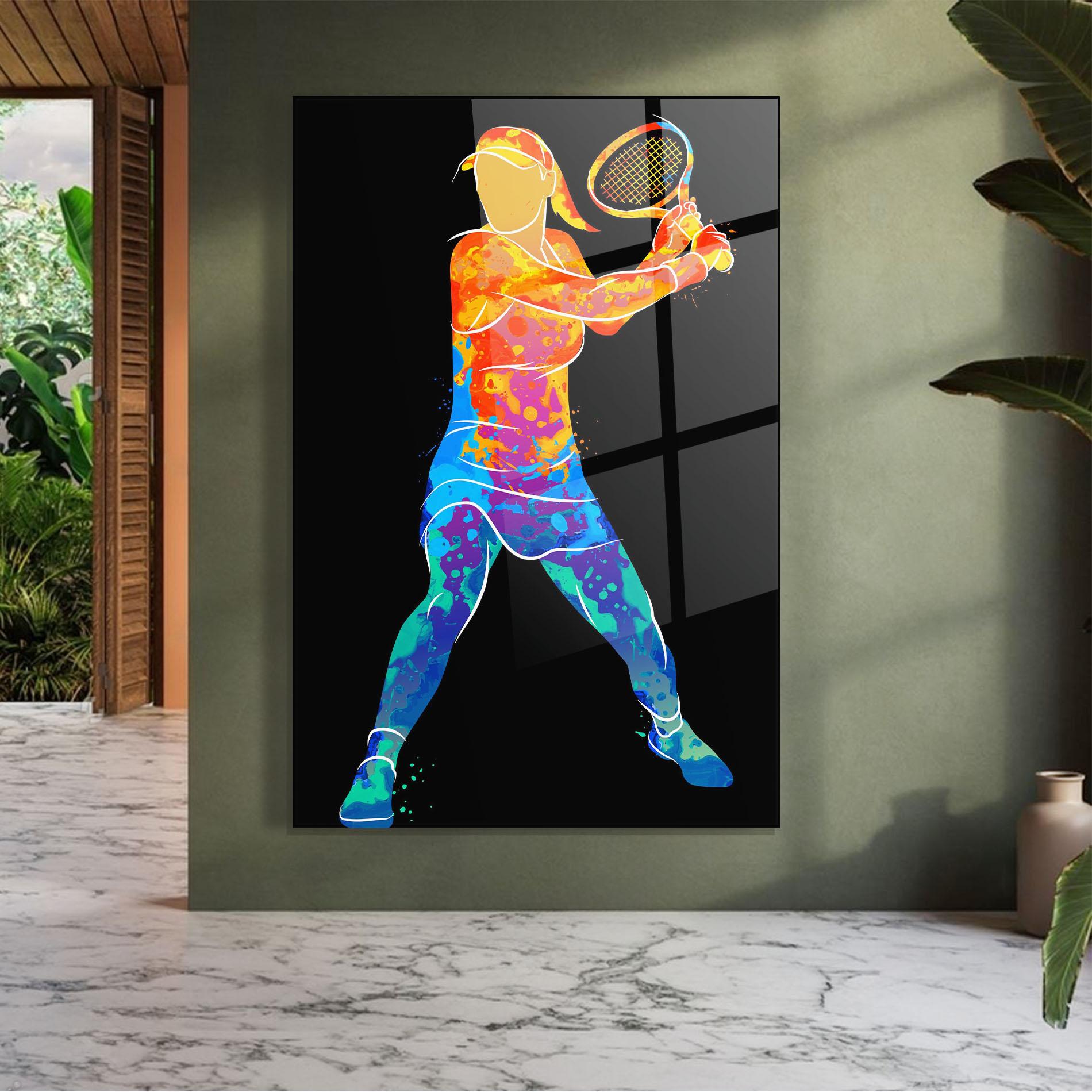 Tablou Sticla Green Orange Tennis mockup 7