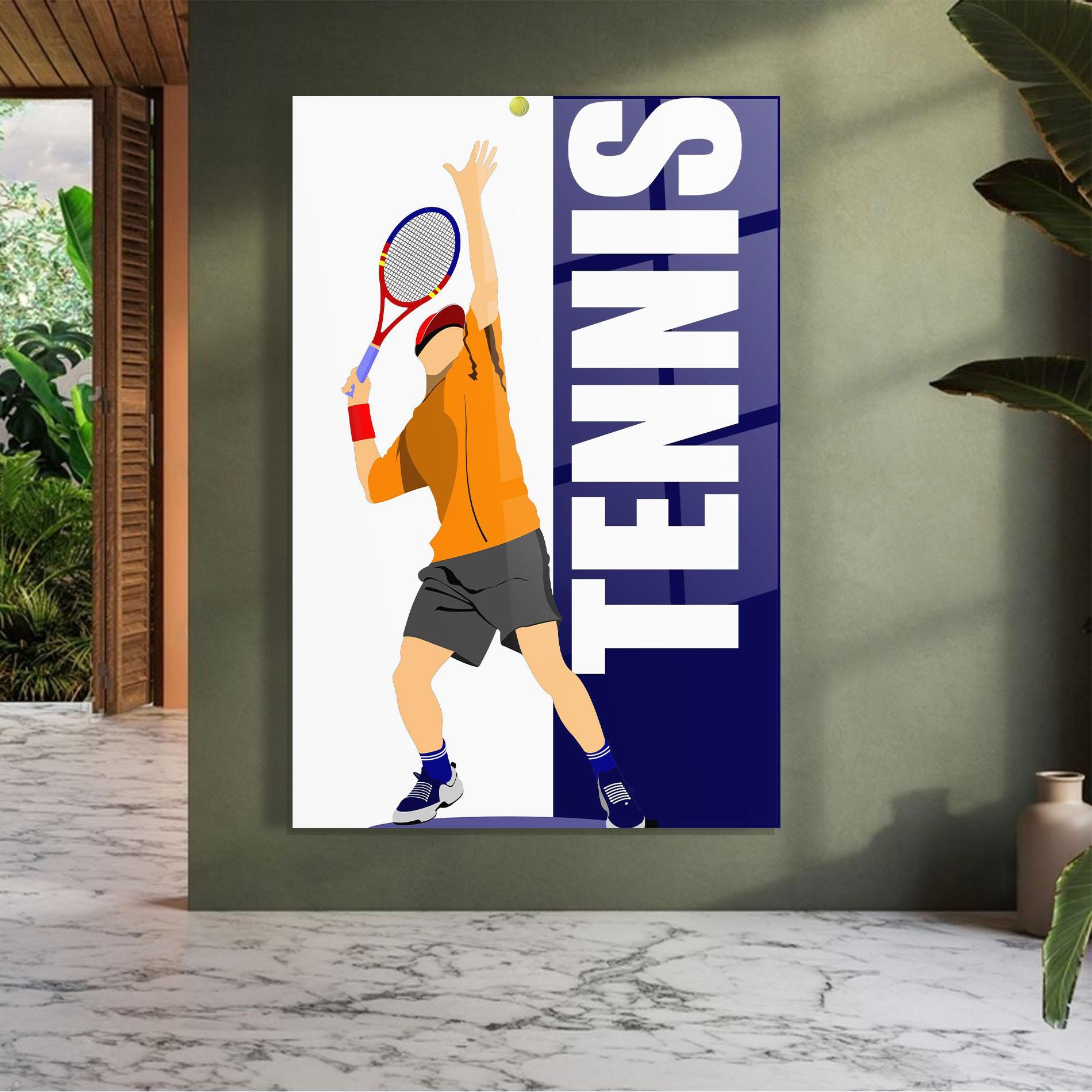 Tablou Sticla Orange Tennis Player mockup 7