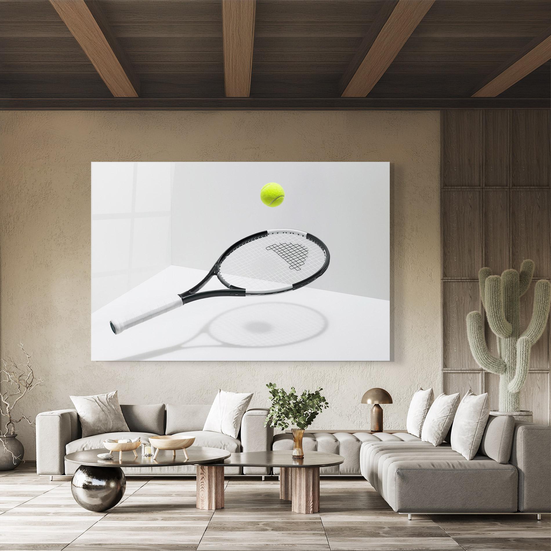 Tablou Sticla Floating Tennis Racket mockup 8