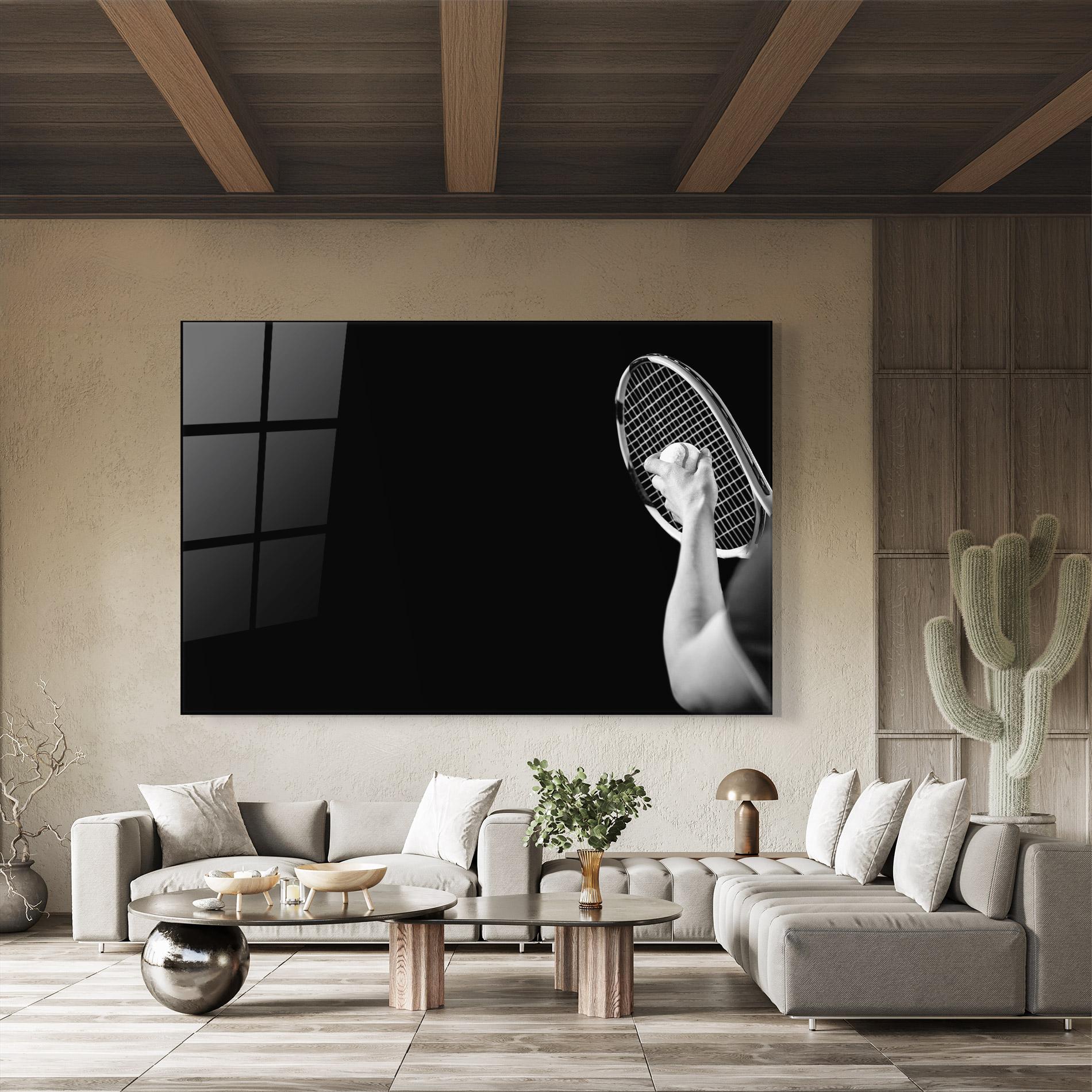 Tablou Sticla Grey Tennis Racket mockup 8