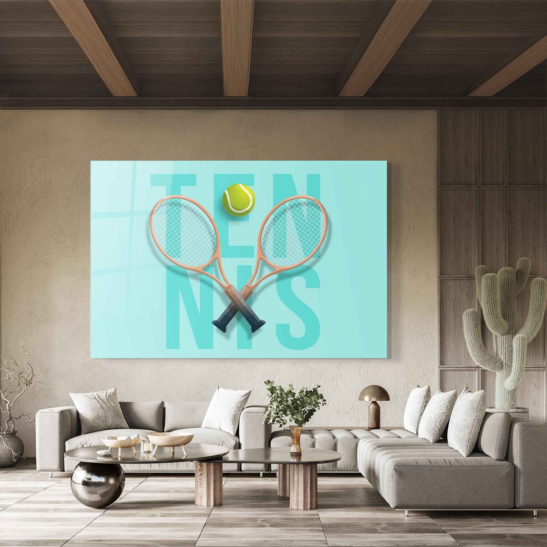 Tablou Sticla Light Blue Tennis mockup 8