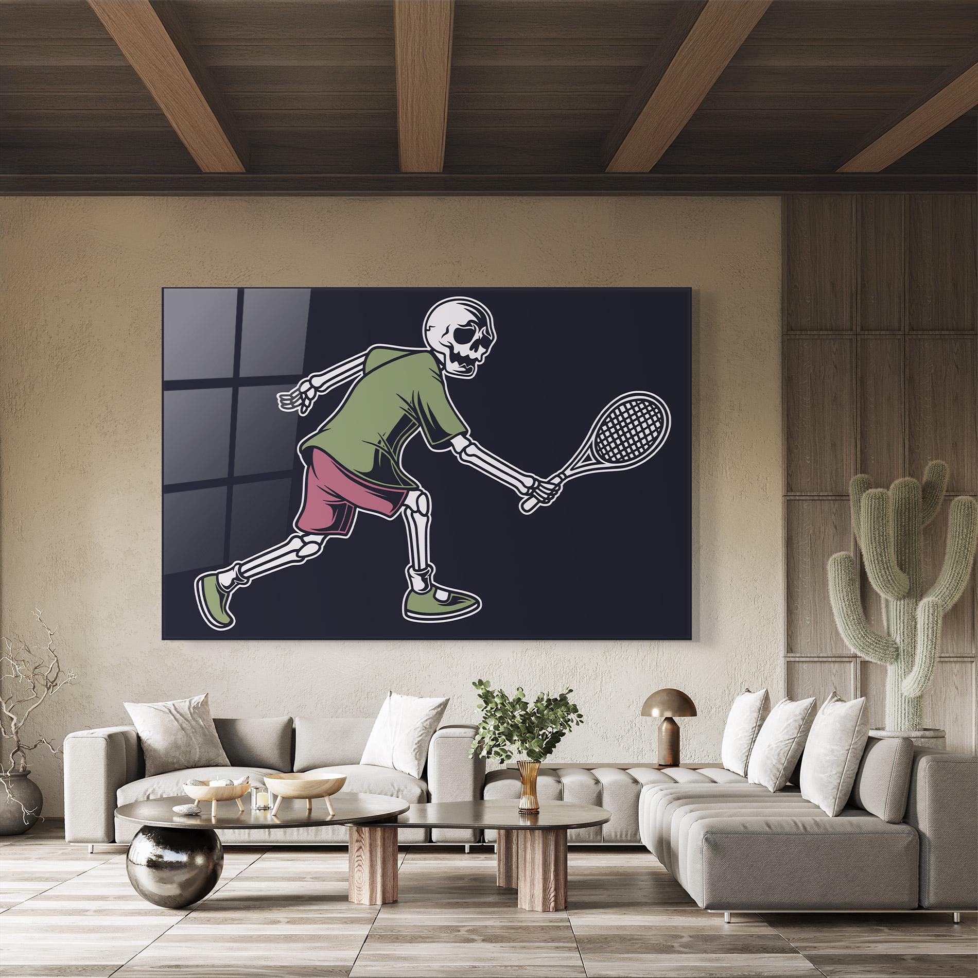 Tablou Sticla Skull Tennis mockup 8