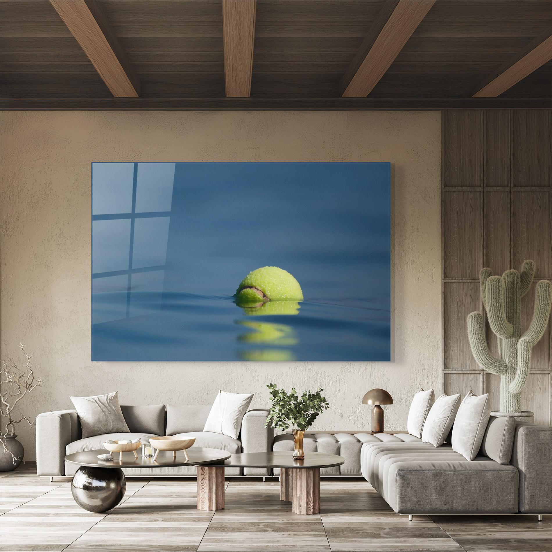 Tablou Sticla Tennis Ball In Water mockup 8