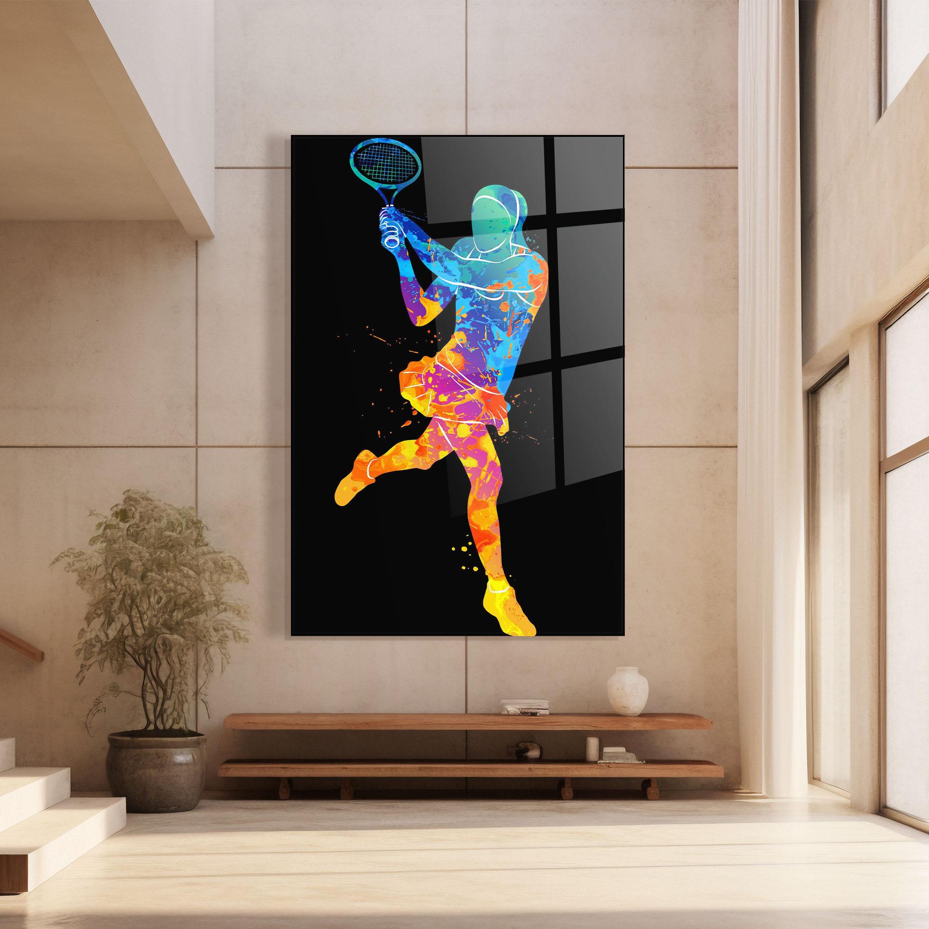 Tablou Sticla Blue Orange Tennis mockup 8