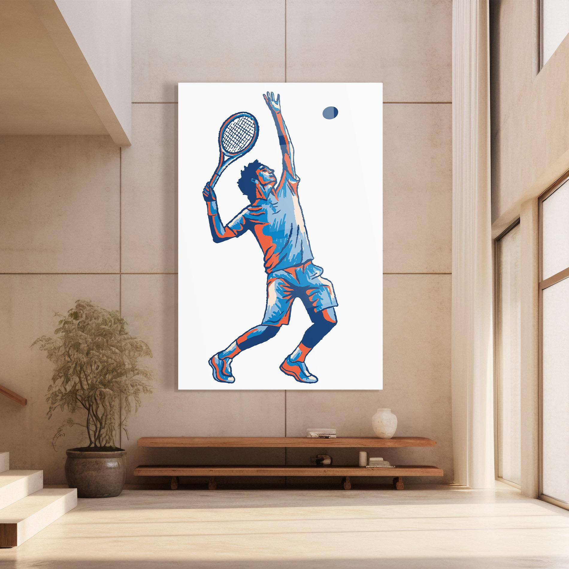 Tablou Sticla Blue Red Tennis mockup 8