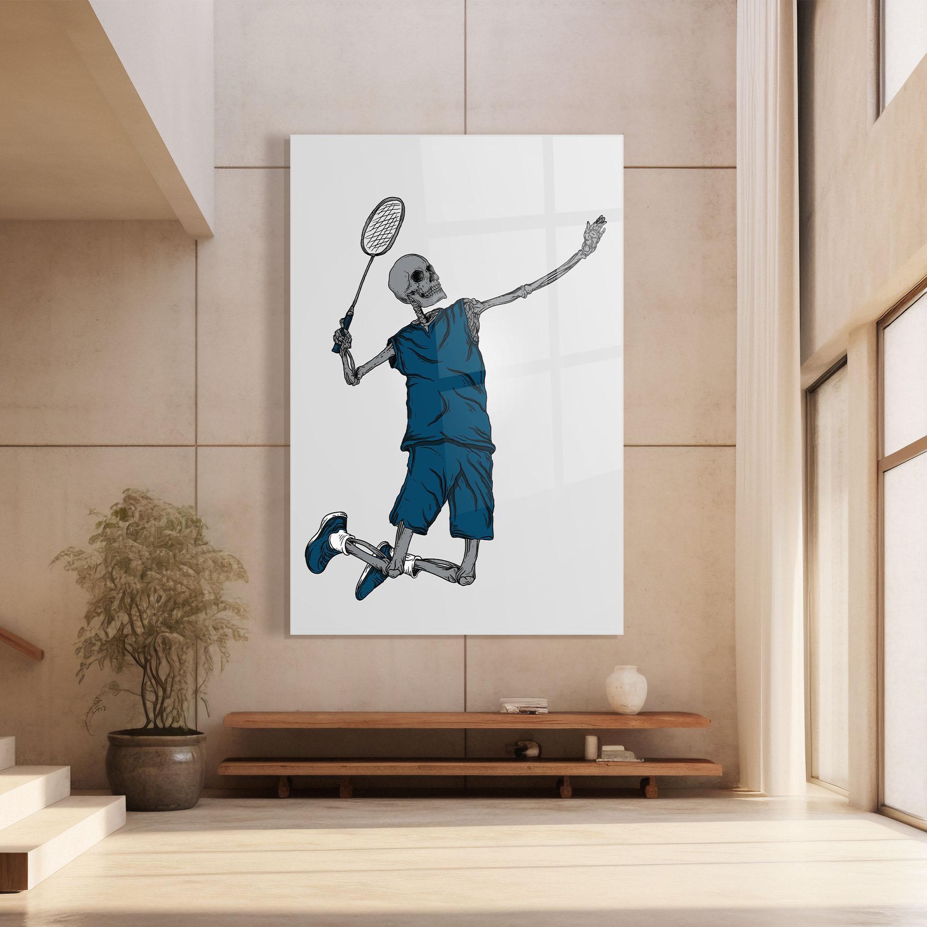 Tablou Sticla Blue Skull Tennis mockup 8