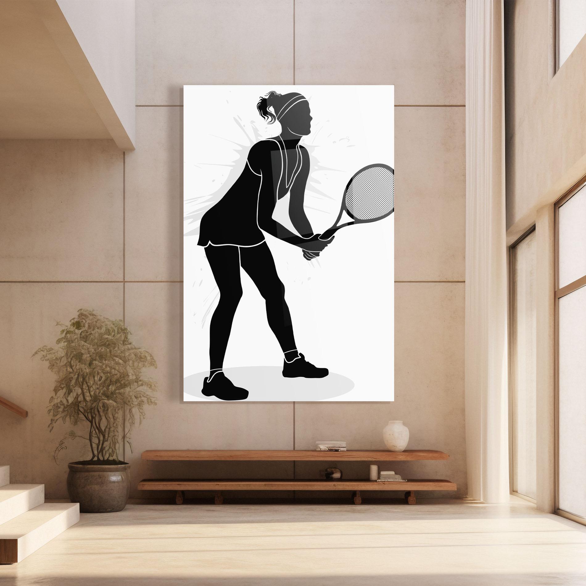 Tablou Sticla Female Tennis Player mockup 8