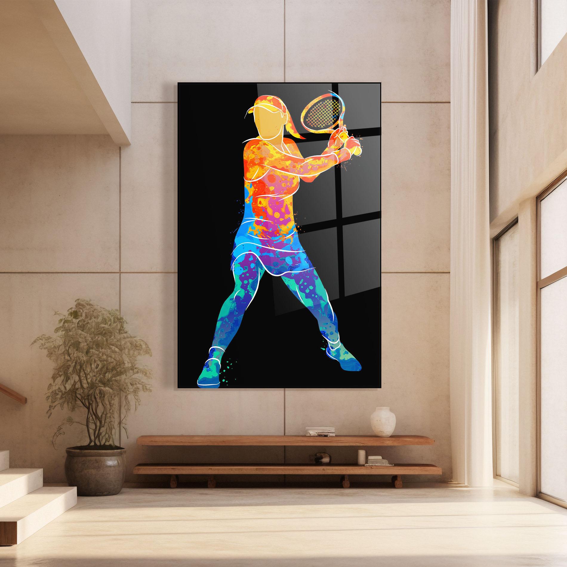 Tablou Sticla Green Orange Tennis mockup 8