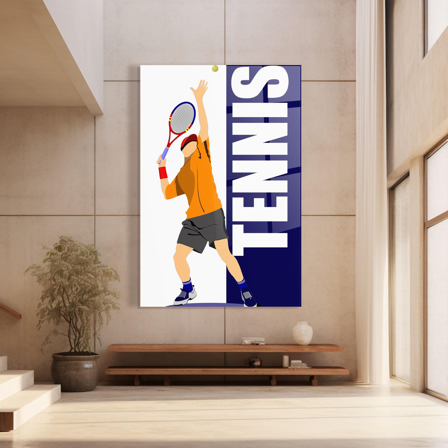 Tablou Sticla Orange Tennis Player mockup 8
