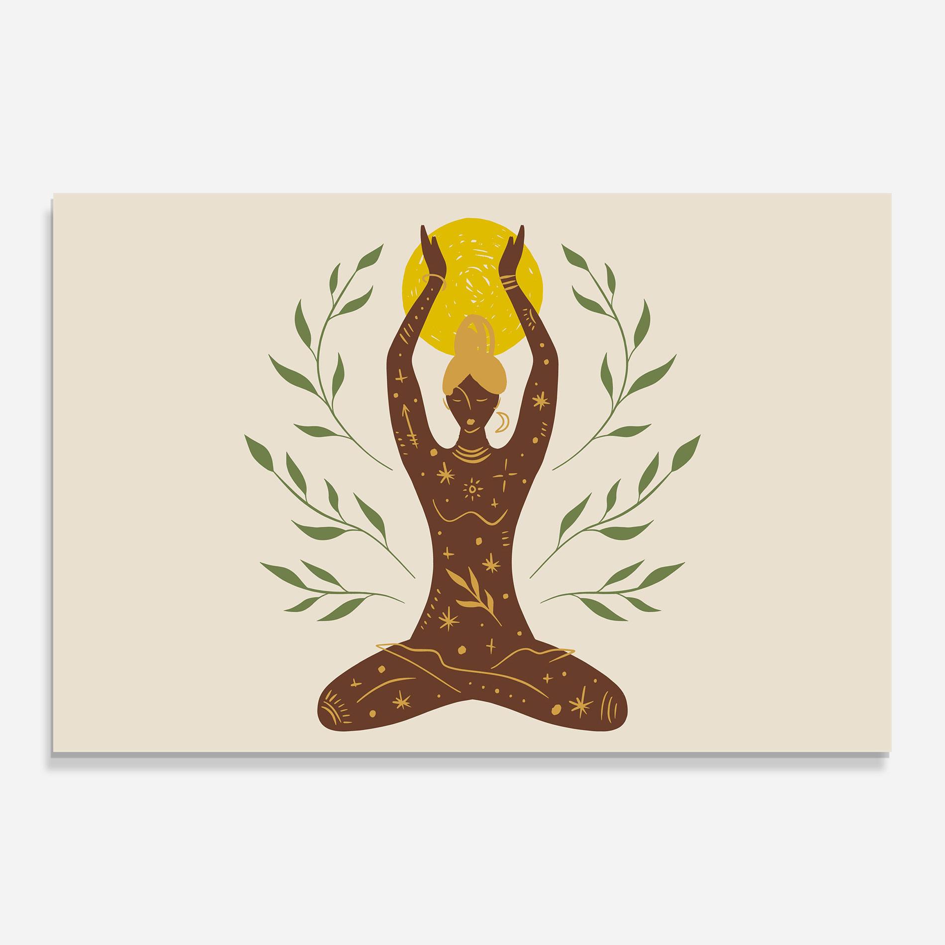 Tablou Sticla Moon Girl Yoga mockup 0