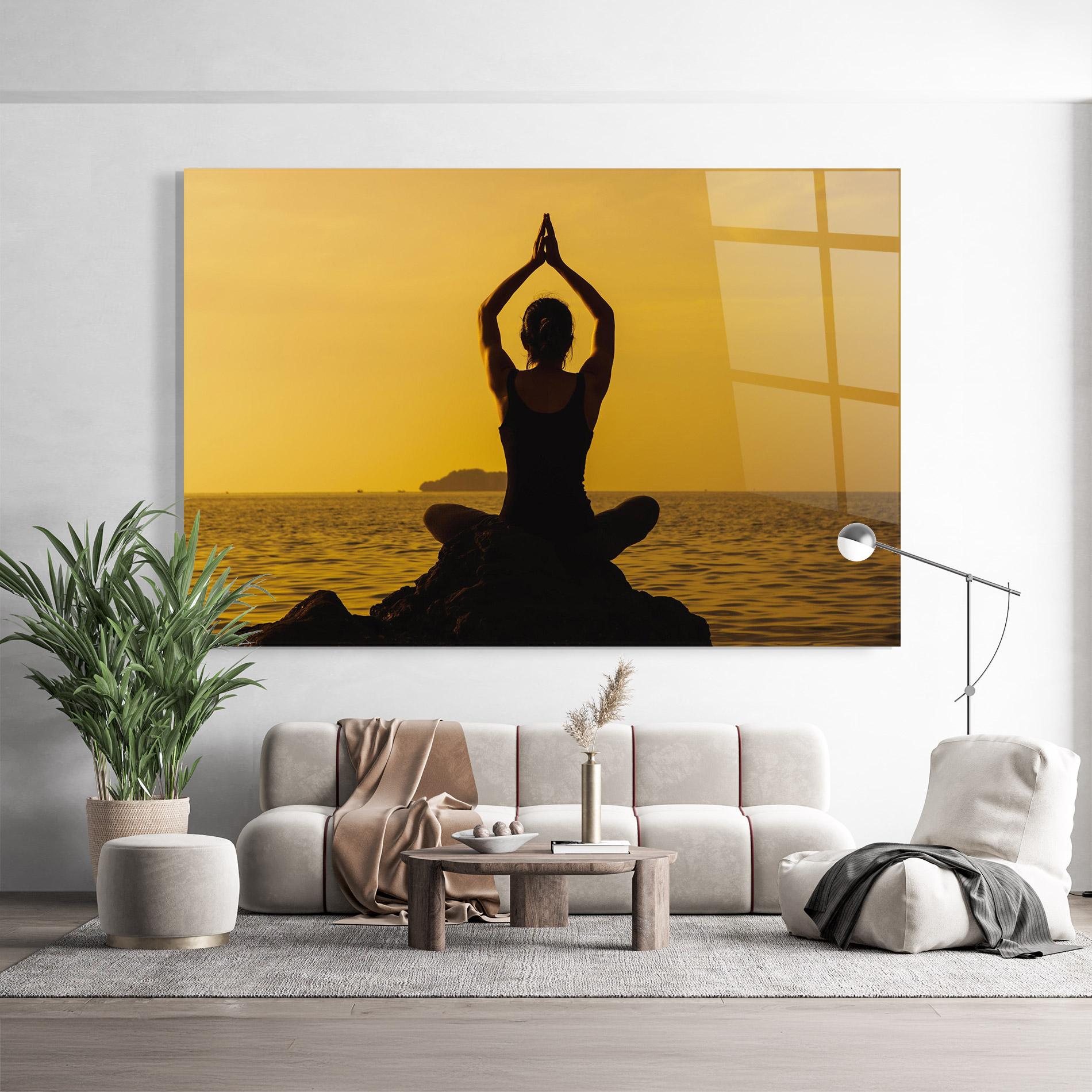 Tablou Sticla Meditation On Sunset mockup 9