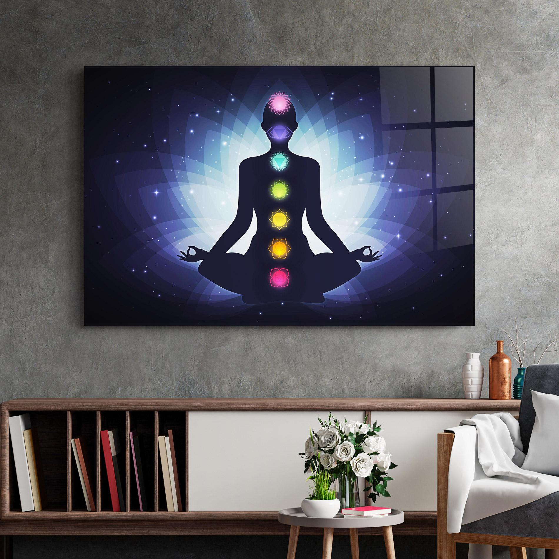 Tablou Sticla Flower Meditation mockup 2