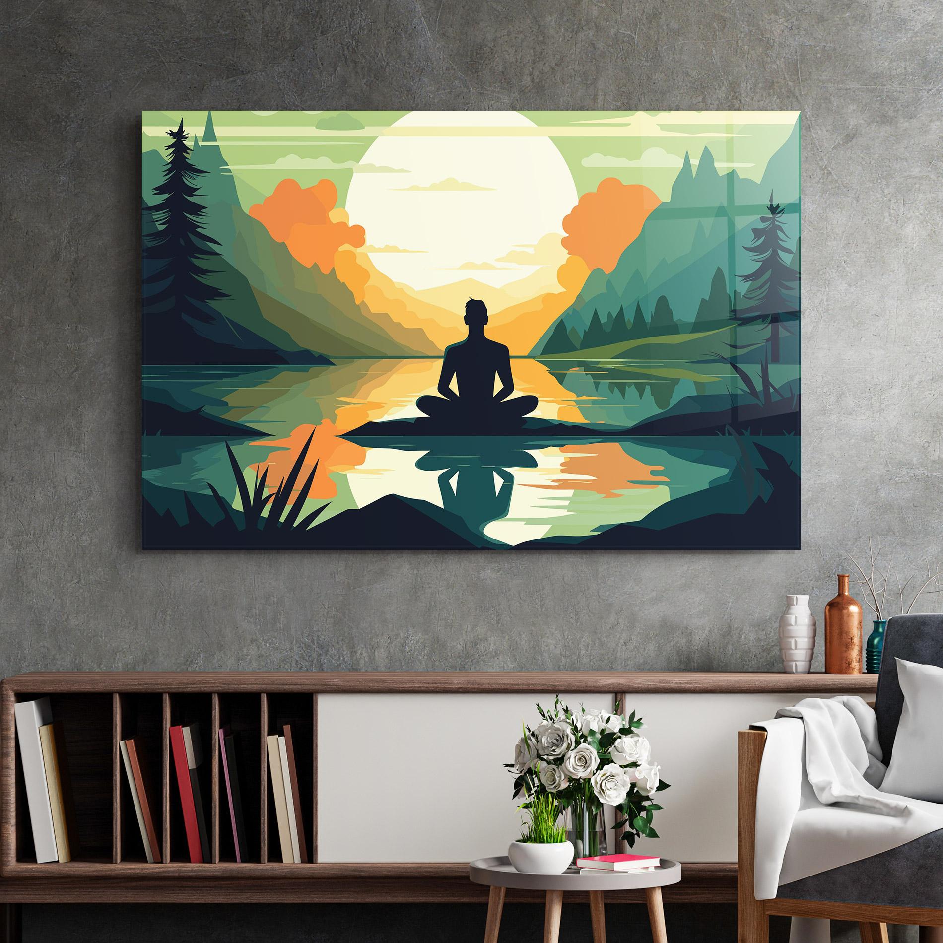 Tablou Sticla Forest Yoga mockup 2