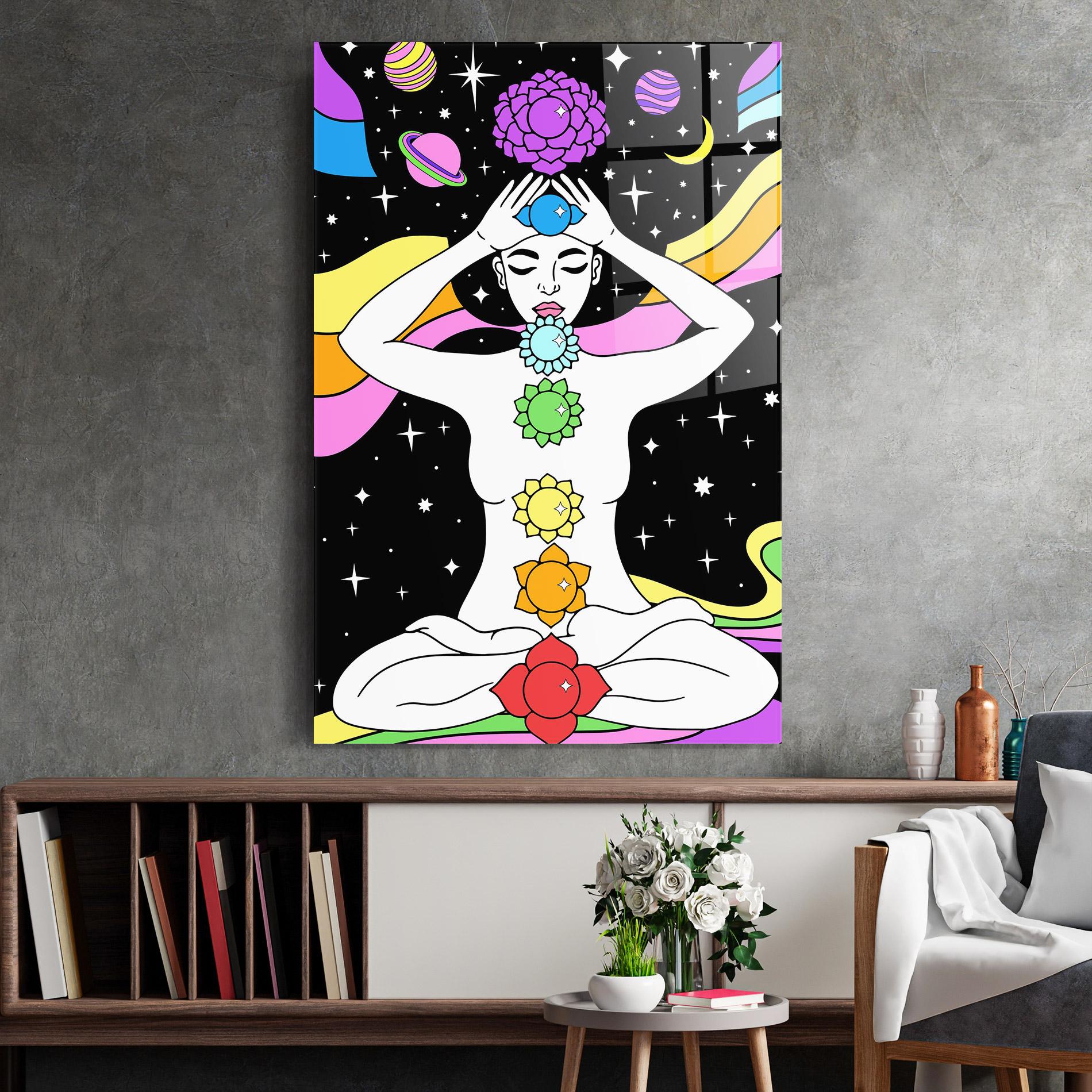 Tablou Sticla Chakras Meditation mockup 2