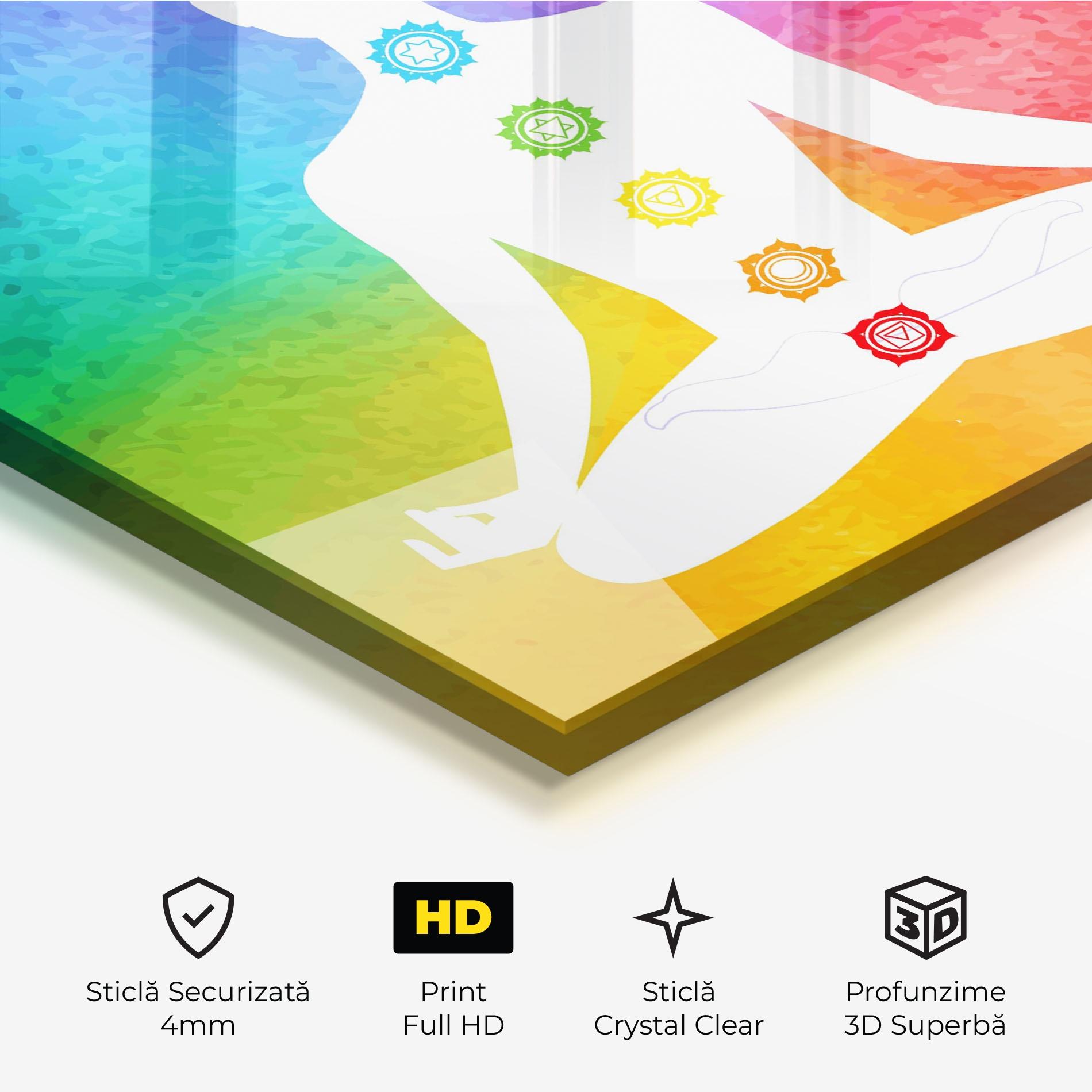 Tablou Sticla Colorful Yoga Pose mockup 3