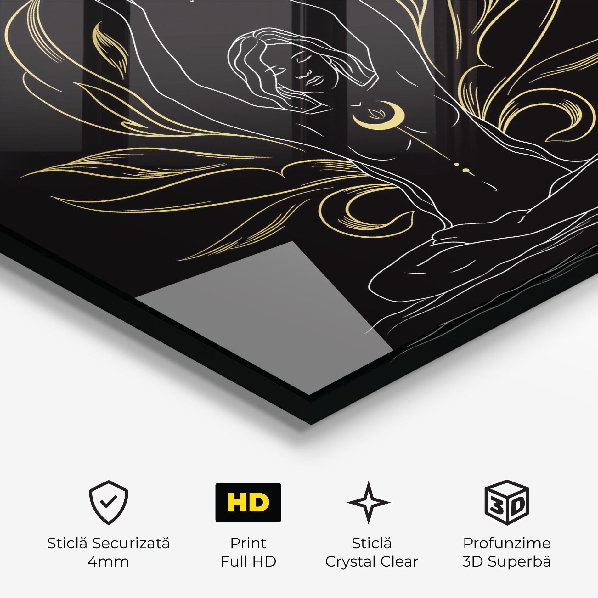 Tablou Sticla Gold Yoga Pose mockup 3