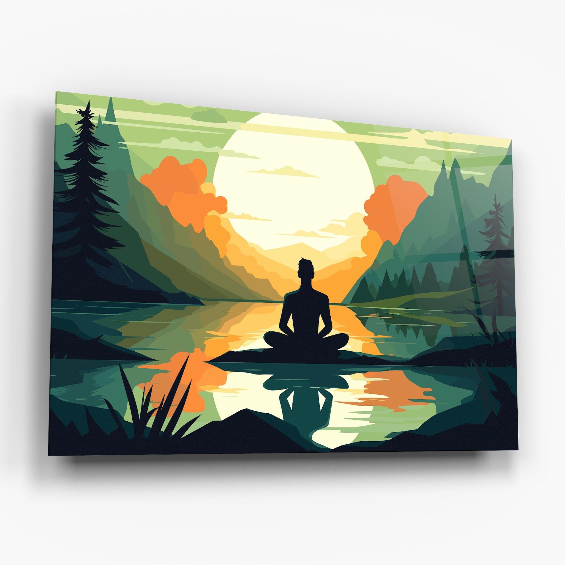 Tablou Sticla Forest Yoga mockup 6