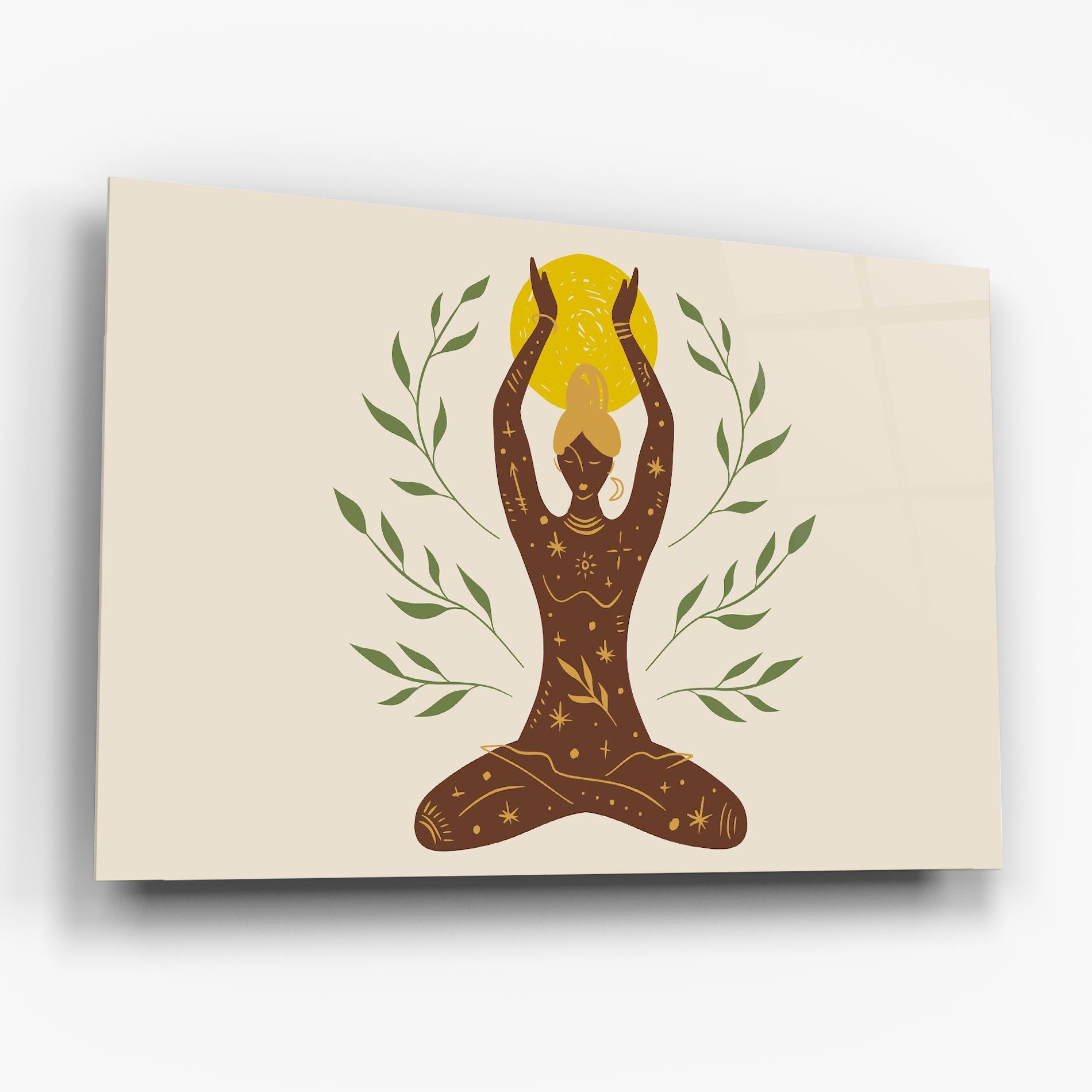 Tablou Sticla Moon Girl Yoga mockup 6