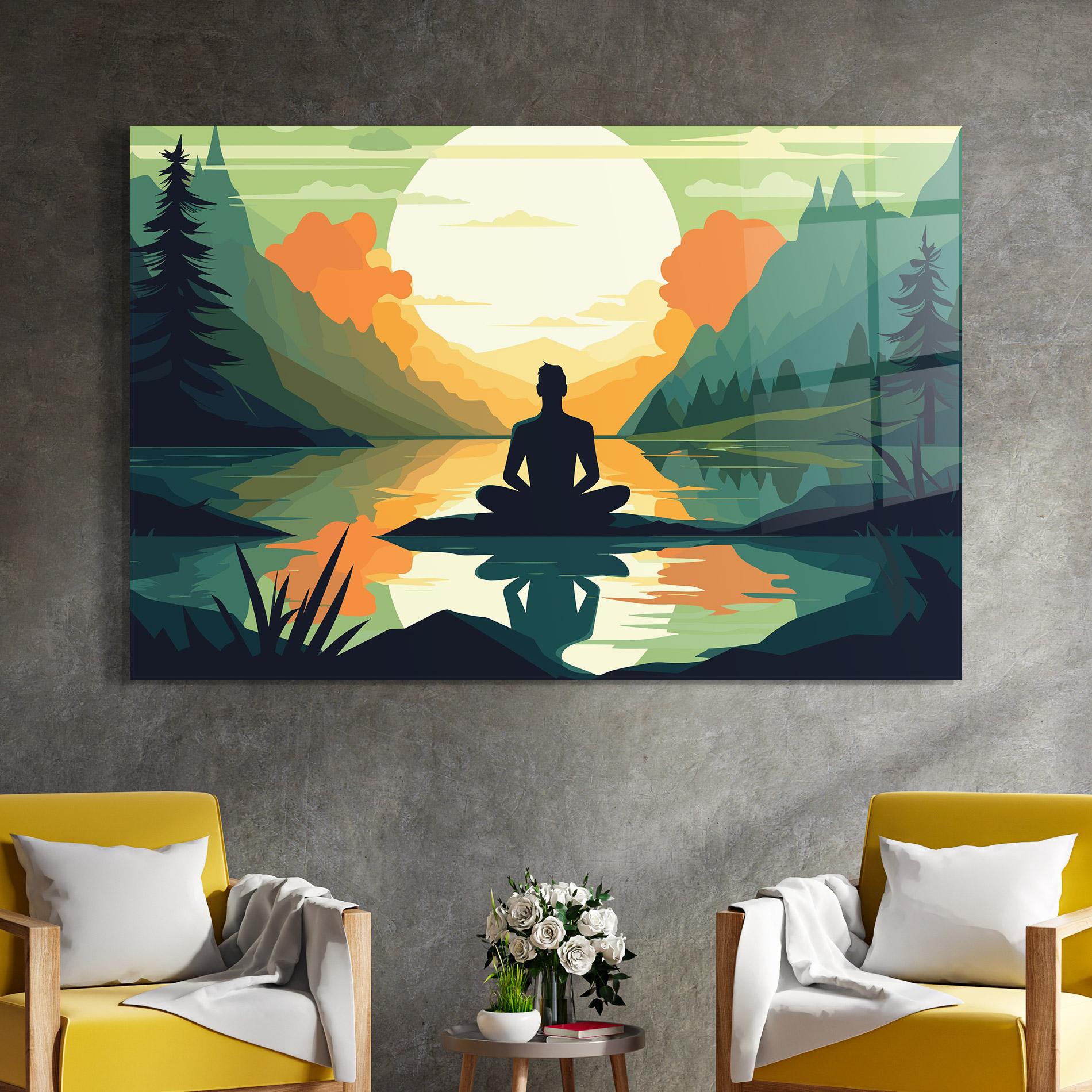 Tablou Sticla Forest Yoga mockup 4