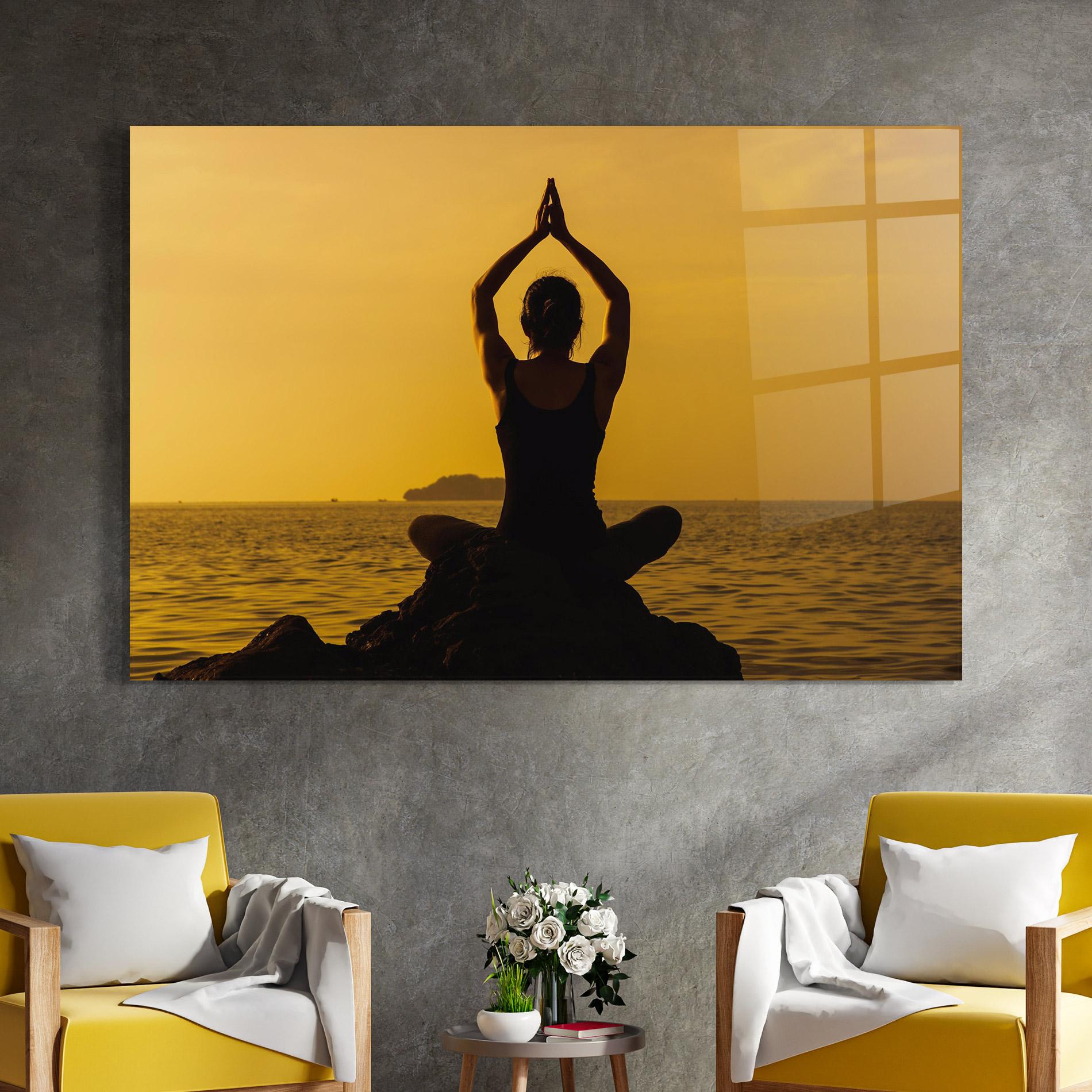 Tablou Sticla Meditation On Sunset mockup 4