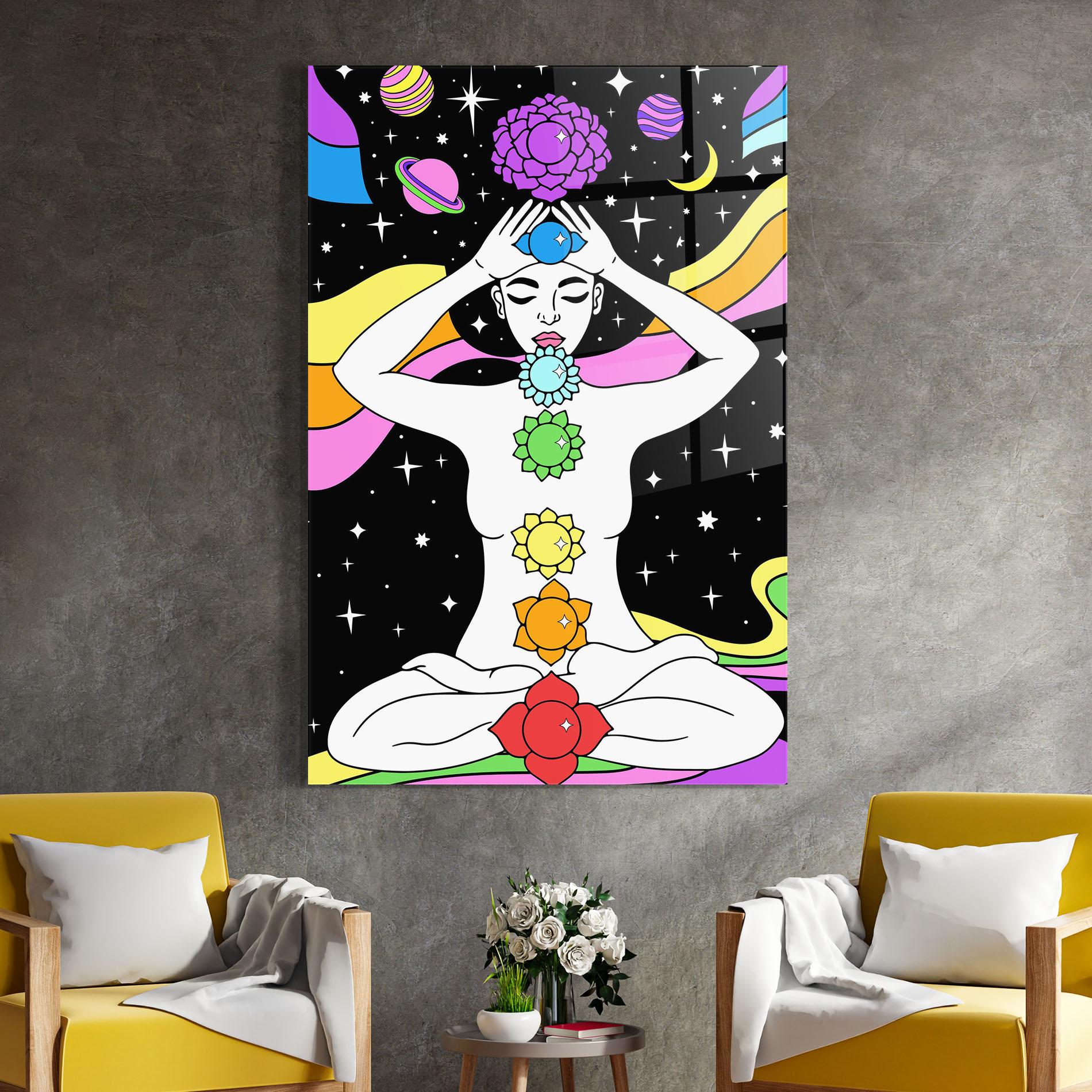 Tablou Sticla Chakras Meditation mockup 4