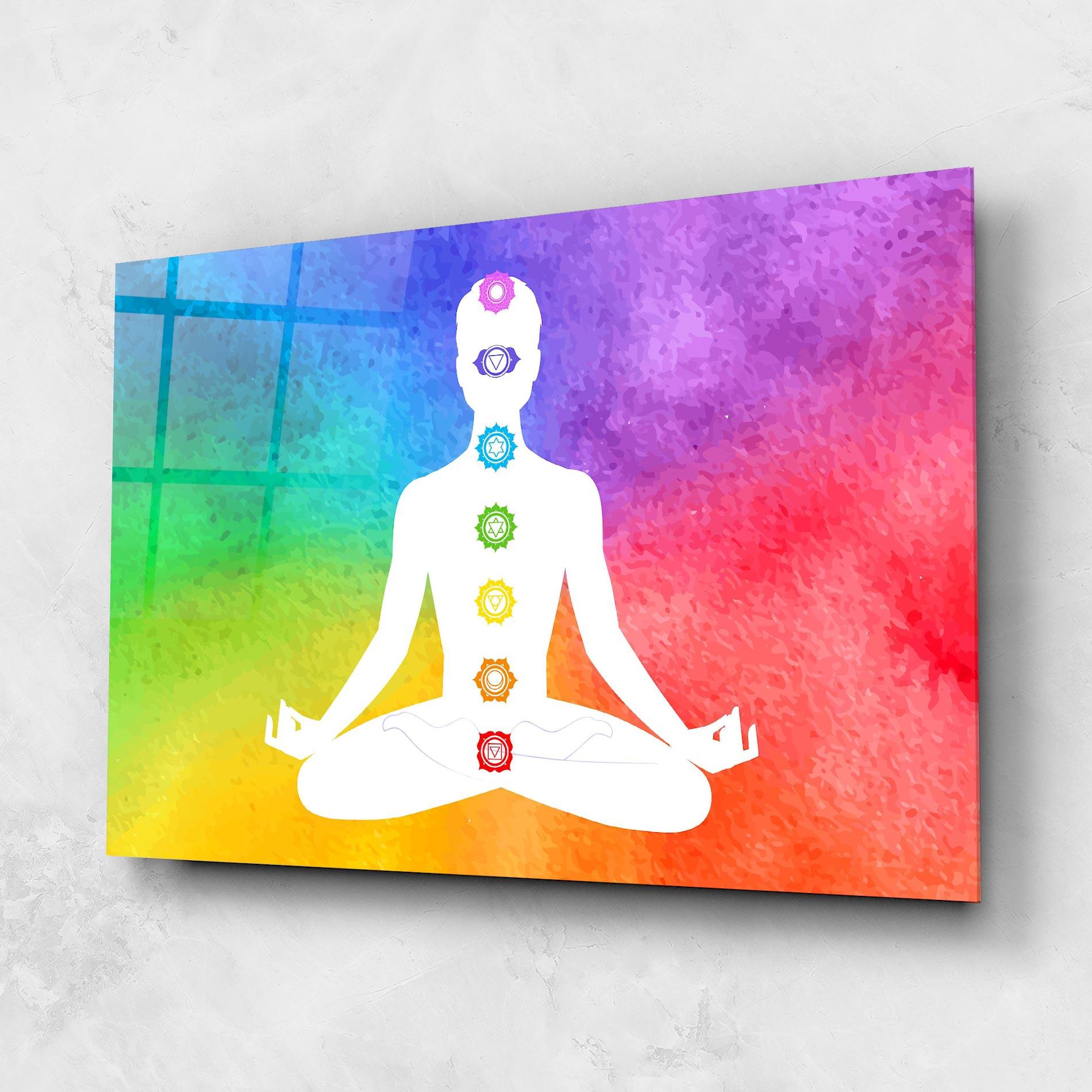 Tablou Sticla Colorful Yoga Pose mockup 1