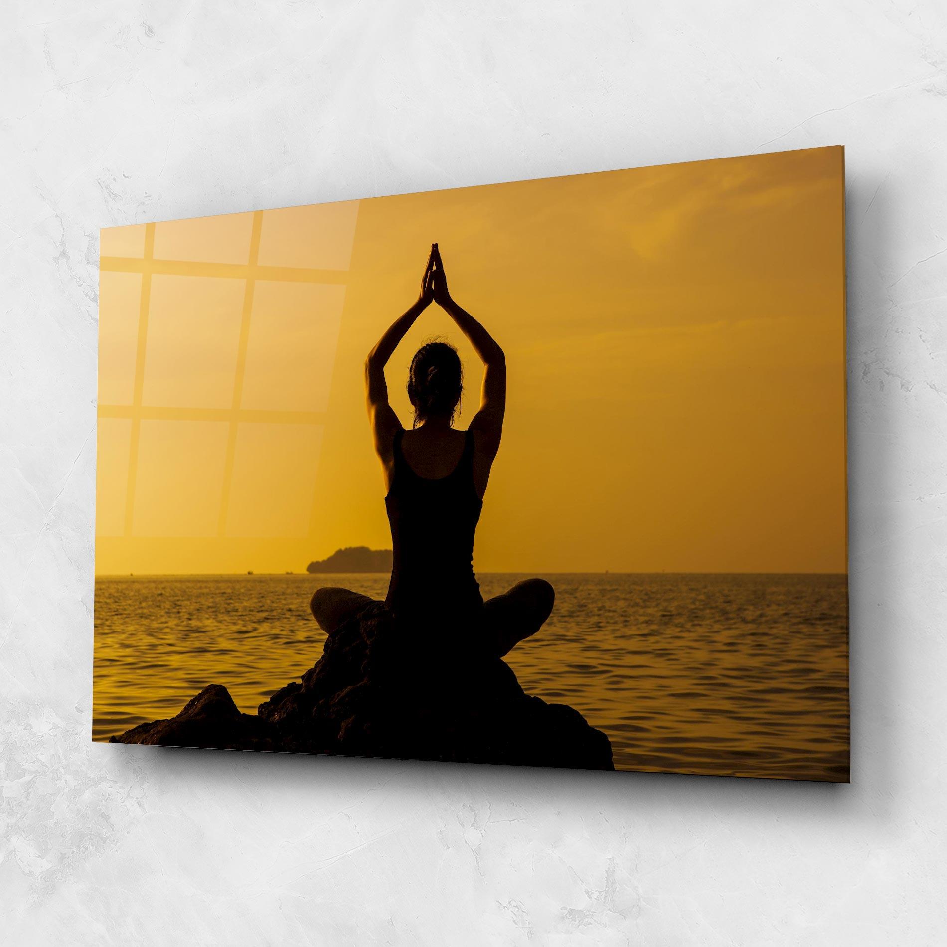 Tablou Sticla Meditation On Sunset mockup 1